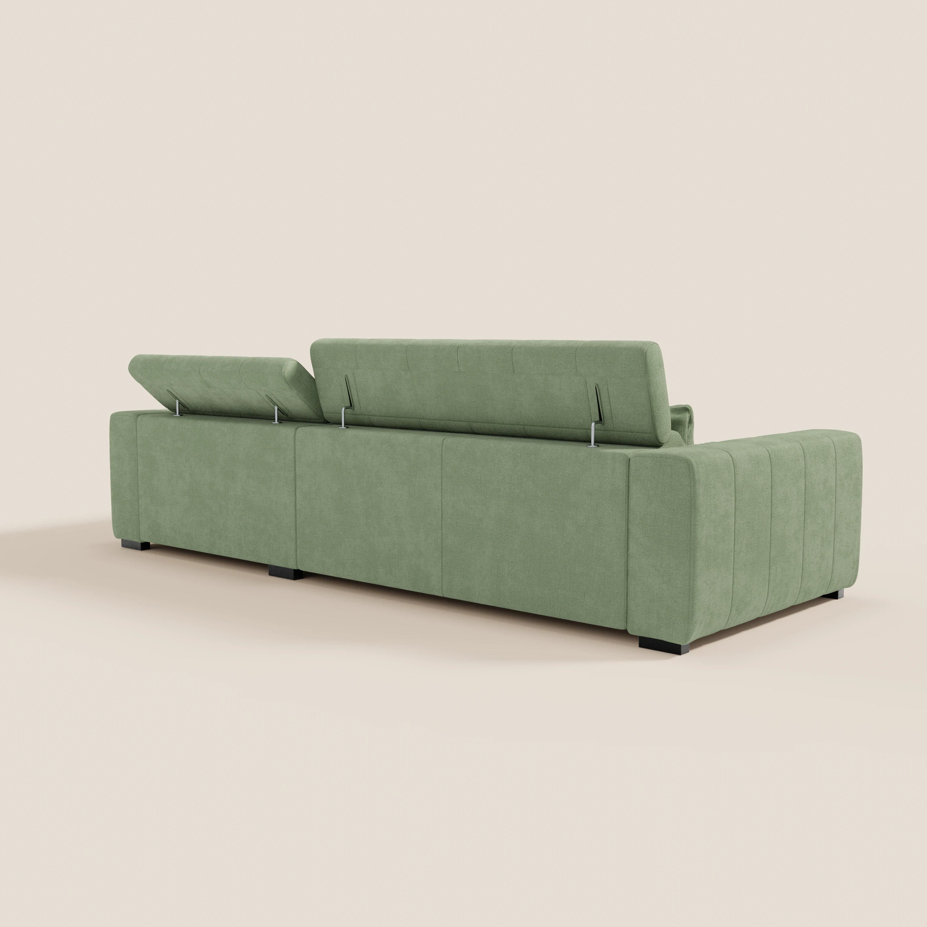 Doric Divano angolare con penisola e sedute allungabili con relax elettrico - poggiatesta reclinabili in tessuto smacchiabile T23 - divani.store