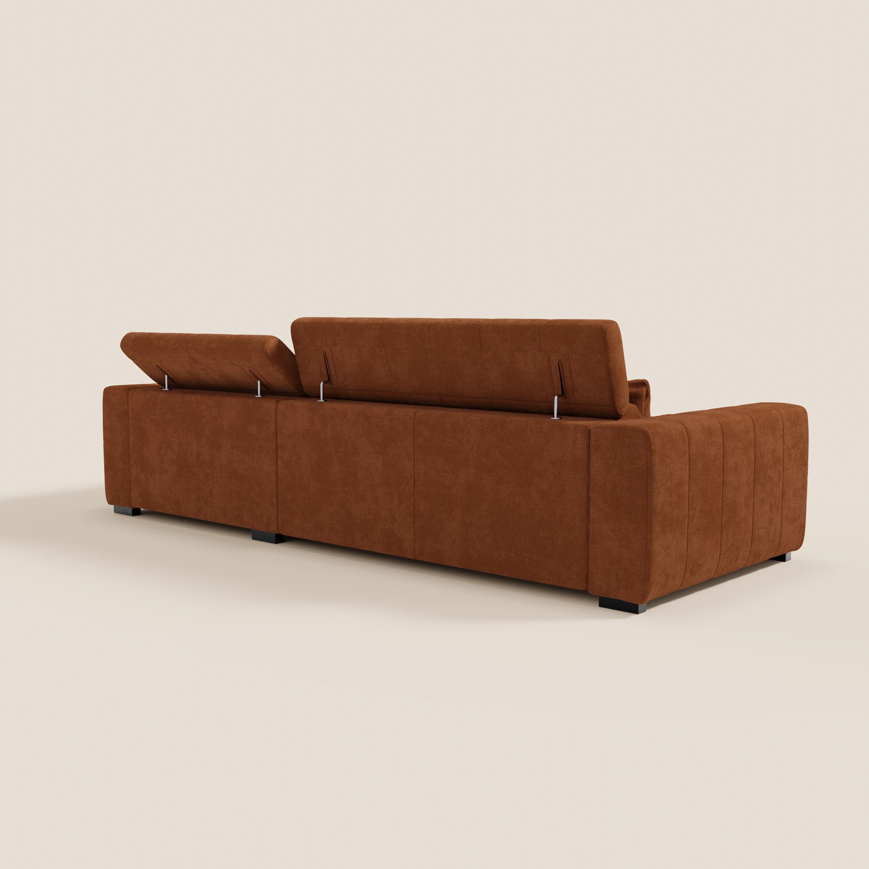 Doric Canapé d’angle avec méridienne et assises extensibles avec relaxation électrique - appuie-têtes inclinables en tissu anti-taches T23