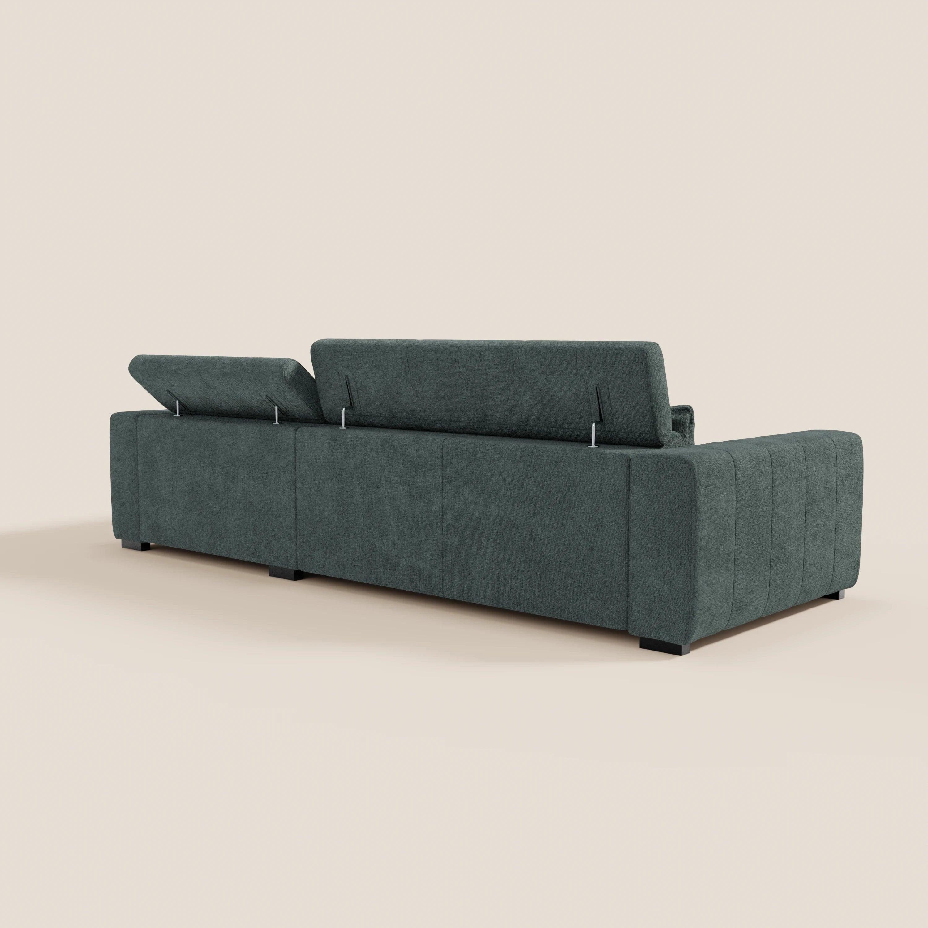 Doric Canapé d’angle avec méridienne et assises extensibles avec relaxation électrique - appuie-têtes inclinables en tissu anti-taches T23