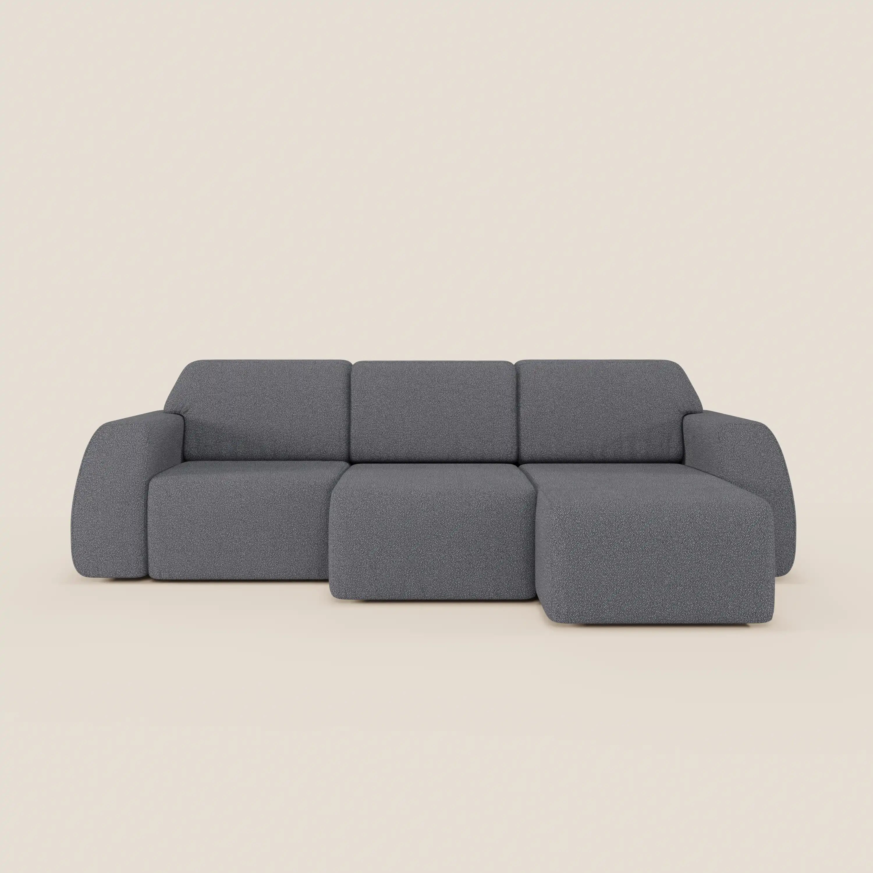 Orbit Divano angolare di Divani.Store è un divano con penisola reversibile, tutte le sedute allungabili e rivestimento in tessuto smacchiabile effetto cotone T33, dal design moderno e linee morbide.