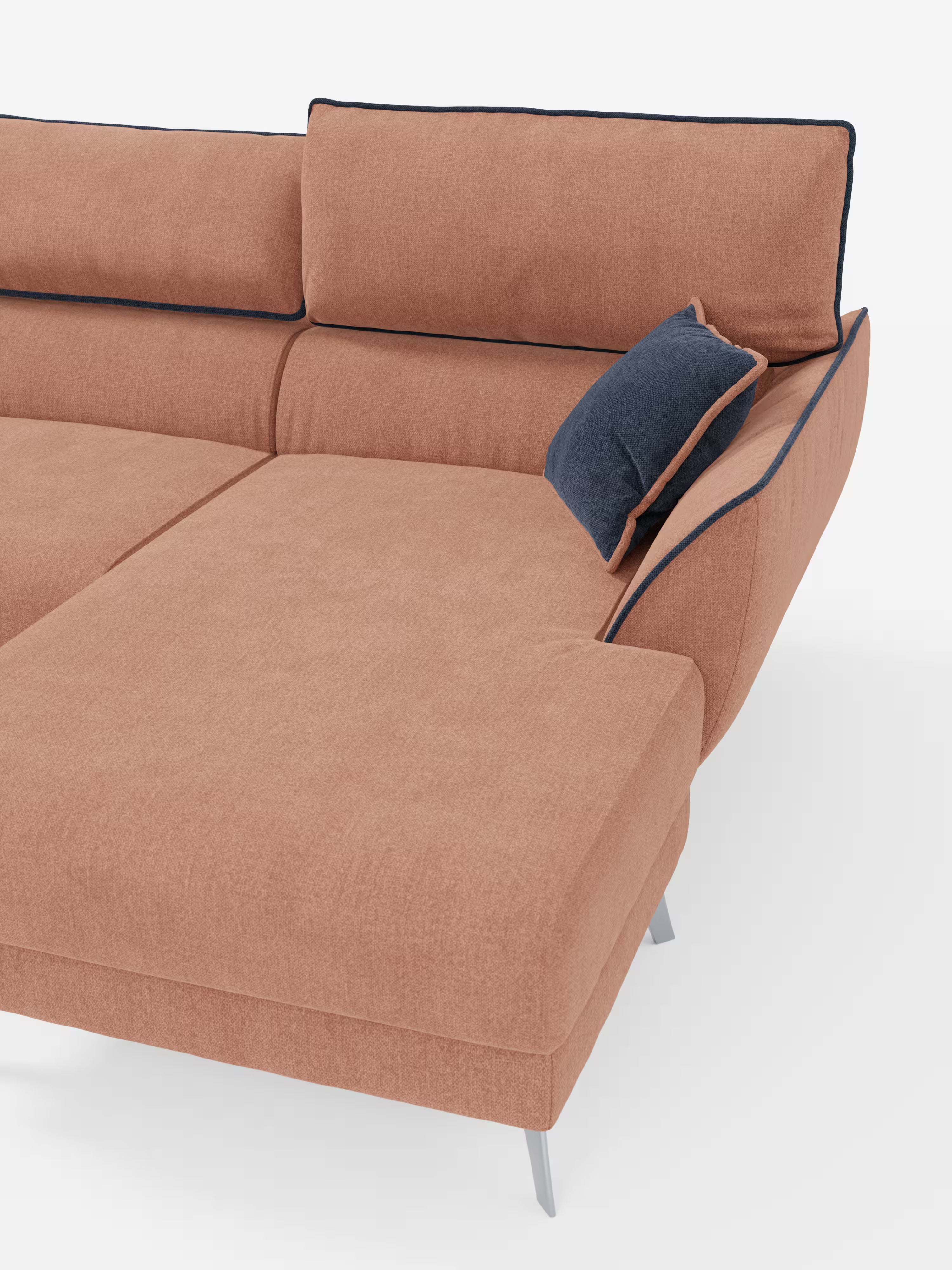 Michelangelo Sofá esquinero bicolor con chaise longue y asientos extensibles - reposacabezas reclinables en tejido antimanchas T23