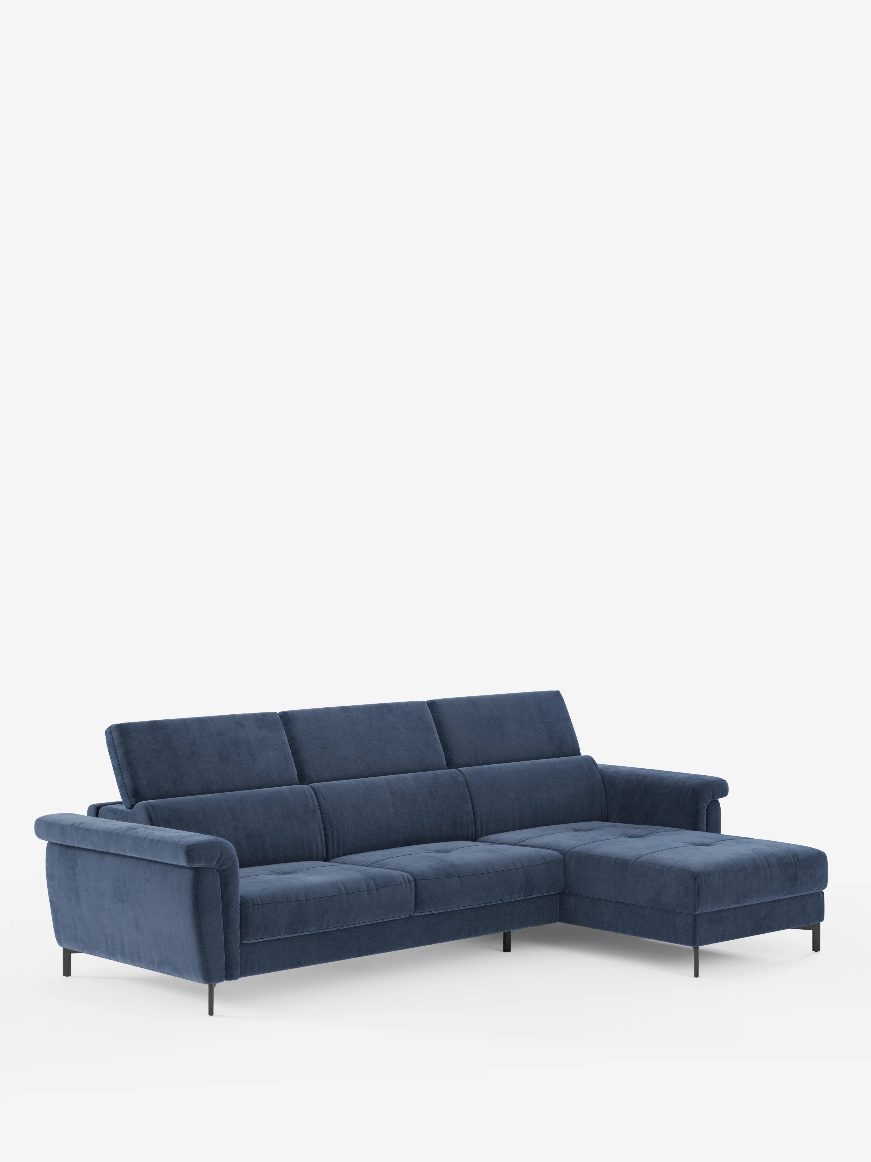 Capri Divano letto angolare con penisola contenitore e poggiatesta reclinabili - elegante tessuto smacchiabile T30