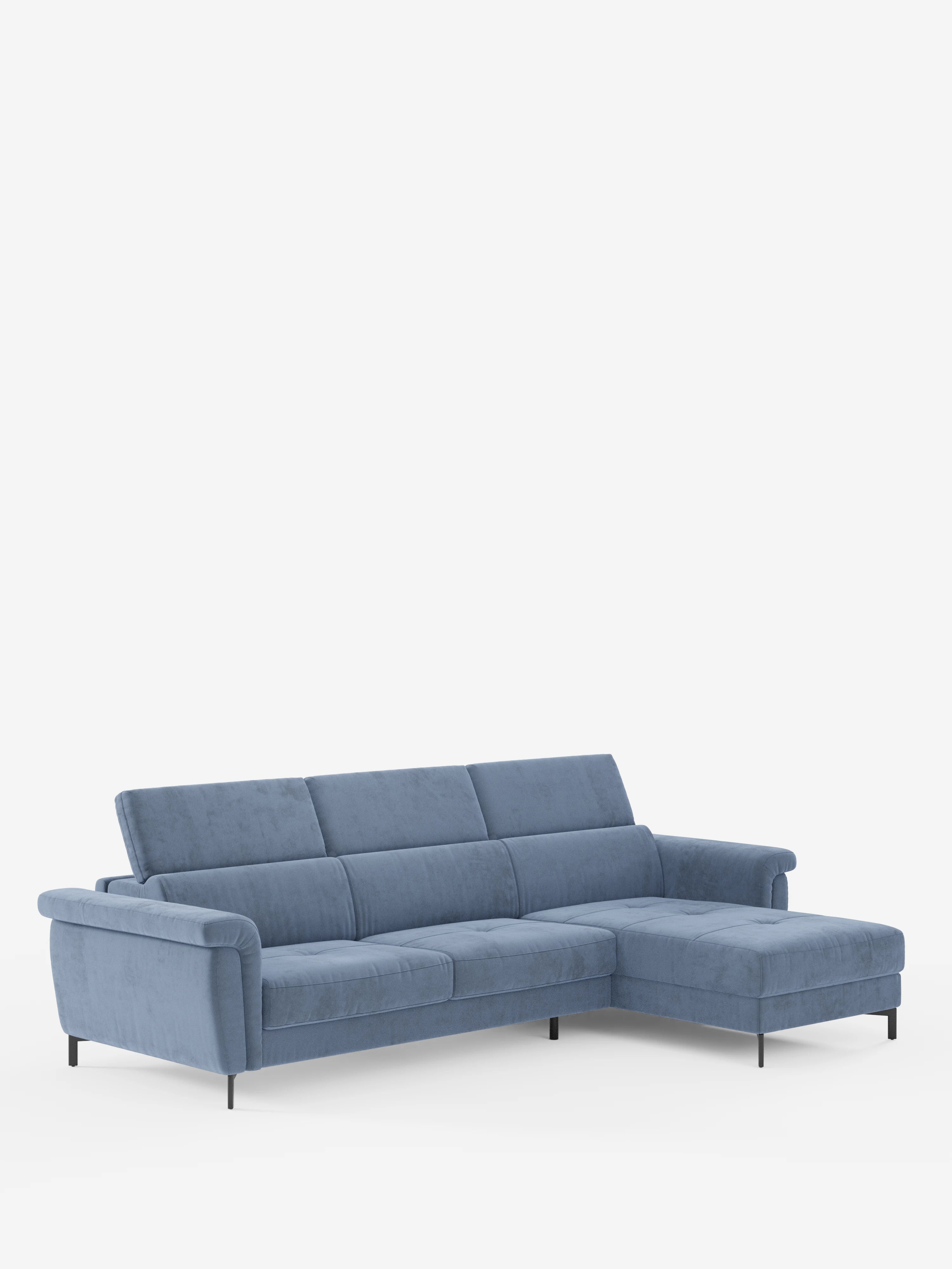 Capri Divano letto angolare con penisola contenitore e poggiatesta reclinabili - elegante tessuto smacchiabile T30