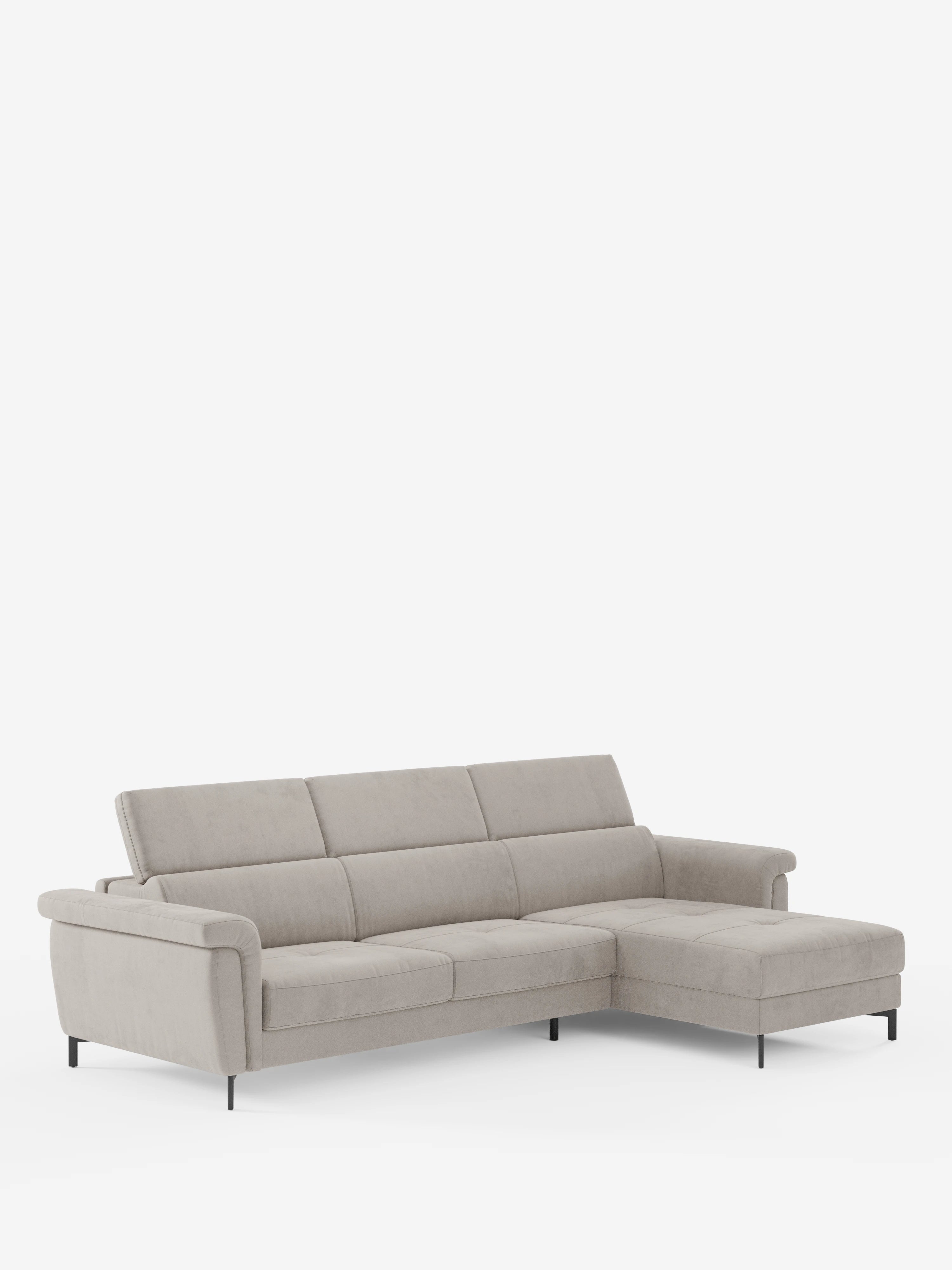 Capri Divano letto angolare con penisola contenitore e poggiatesta reclinabili - elegante tessuto smacchiabile T30
