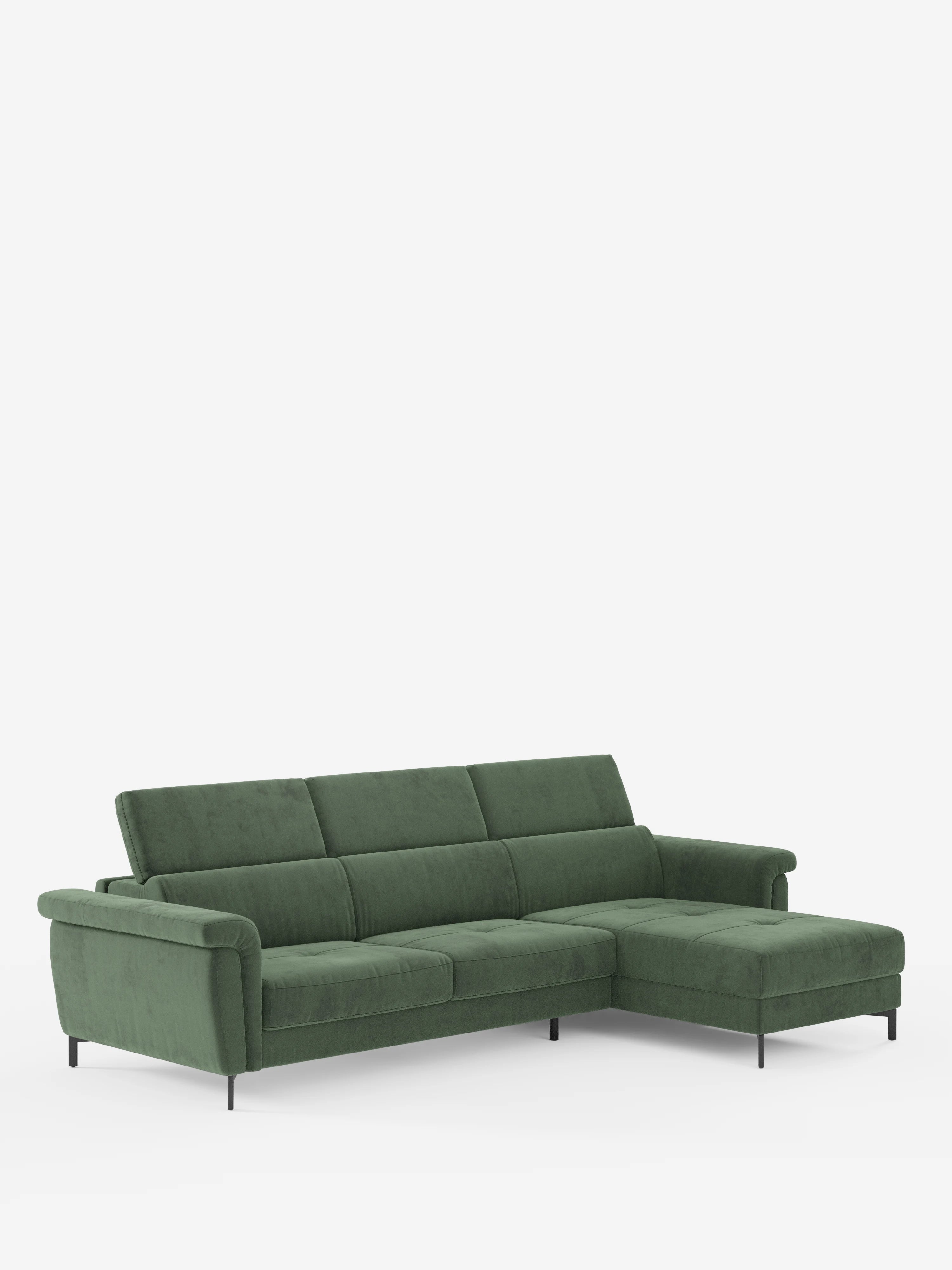 Capri Divano letto angolare con penisola contenitore e poggiatesta reclinabili - elegante tessuto smacchiabile T30