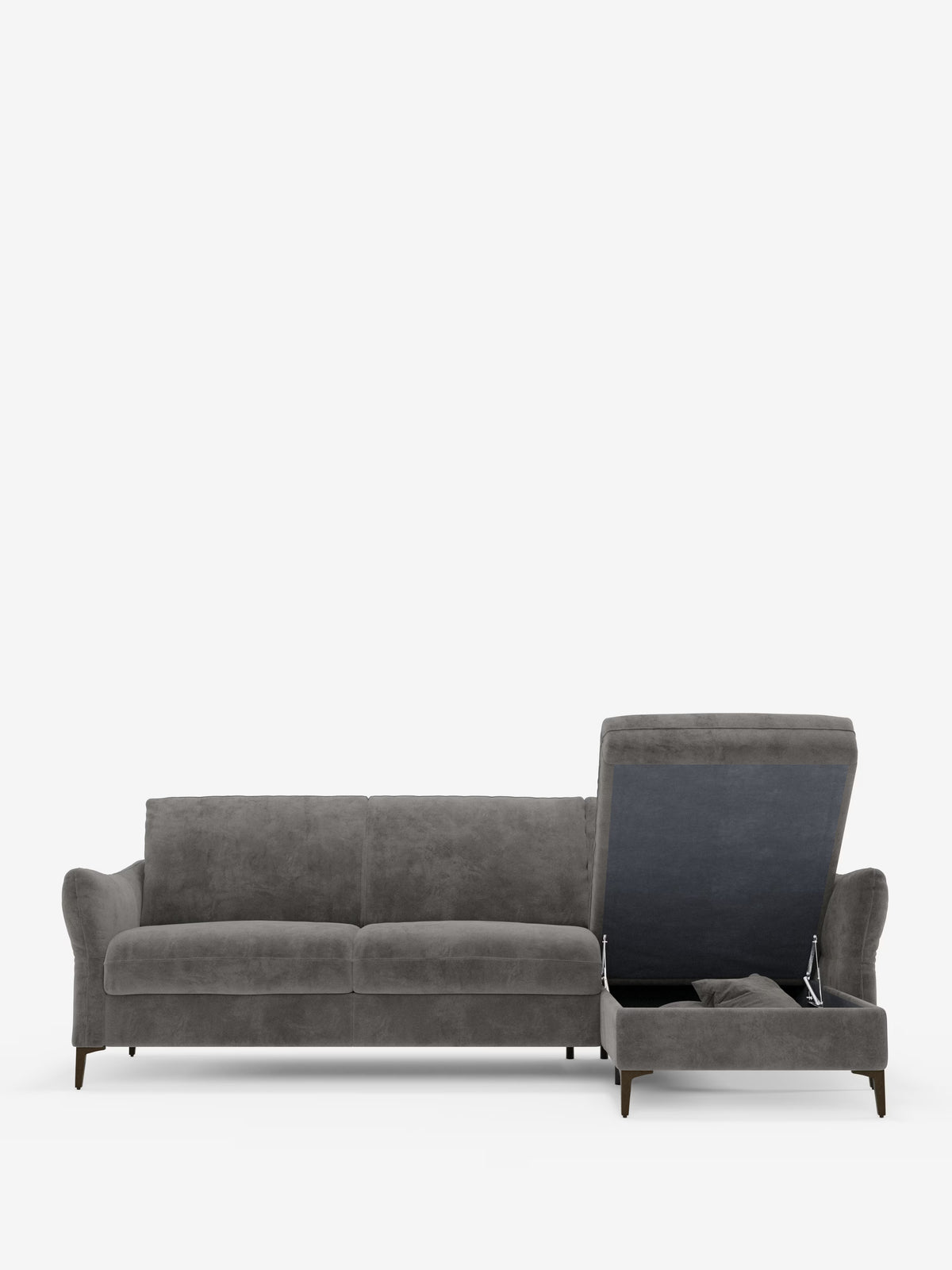 Dalia divano letto con penisola contenitore e materasso alto 18 cm - piedini alti e tessuto smacchiabile T30