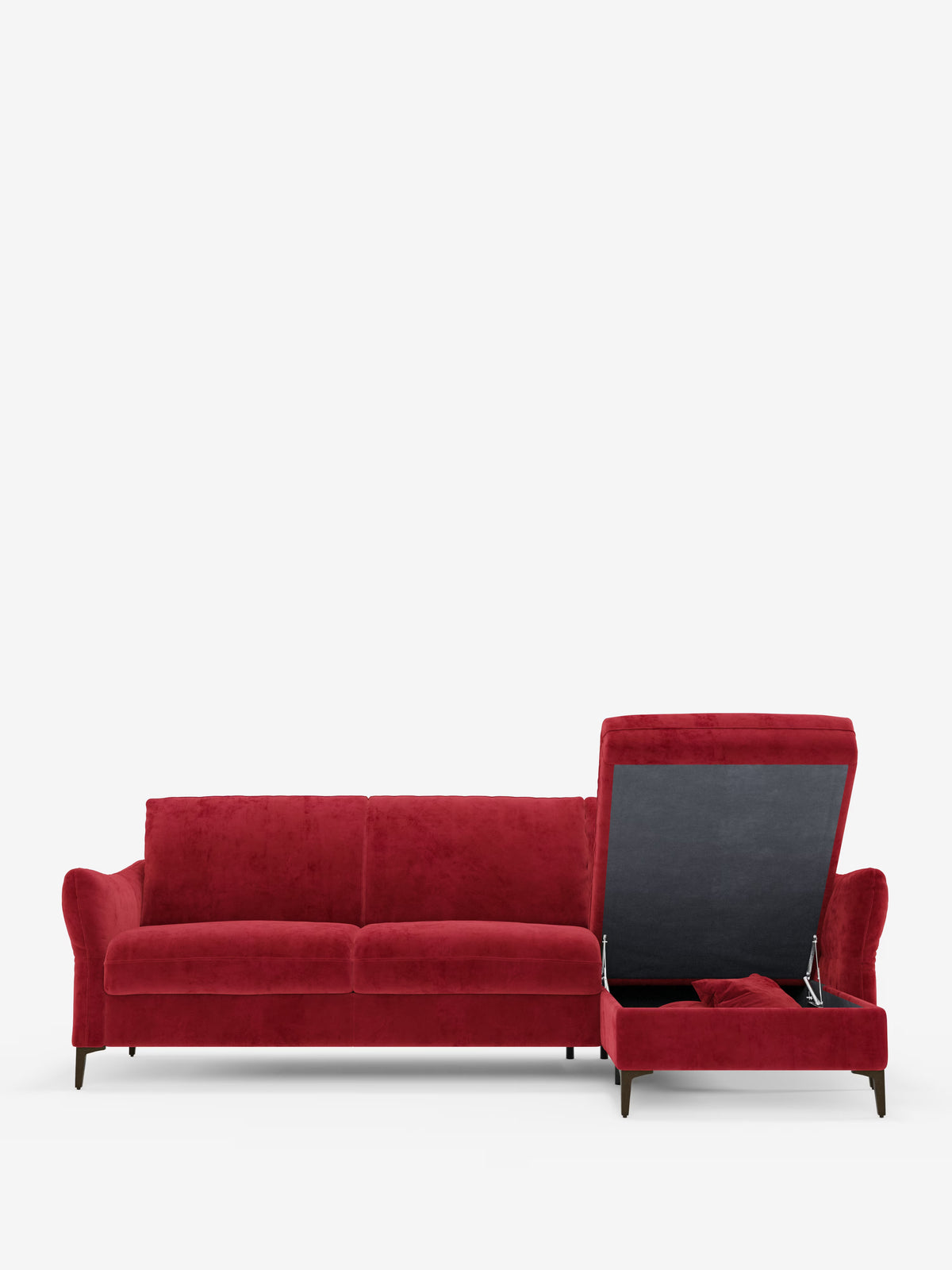 Dalia divano letto con penisola contenitore e materasso alto 18 cm - piedini alti e tessuto smacchiabile T30