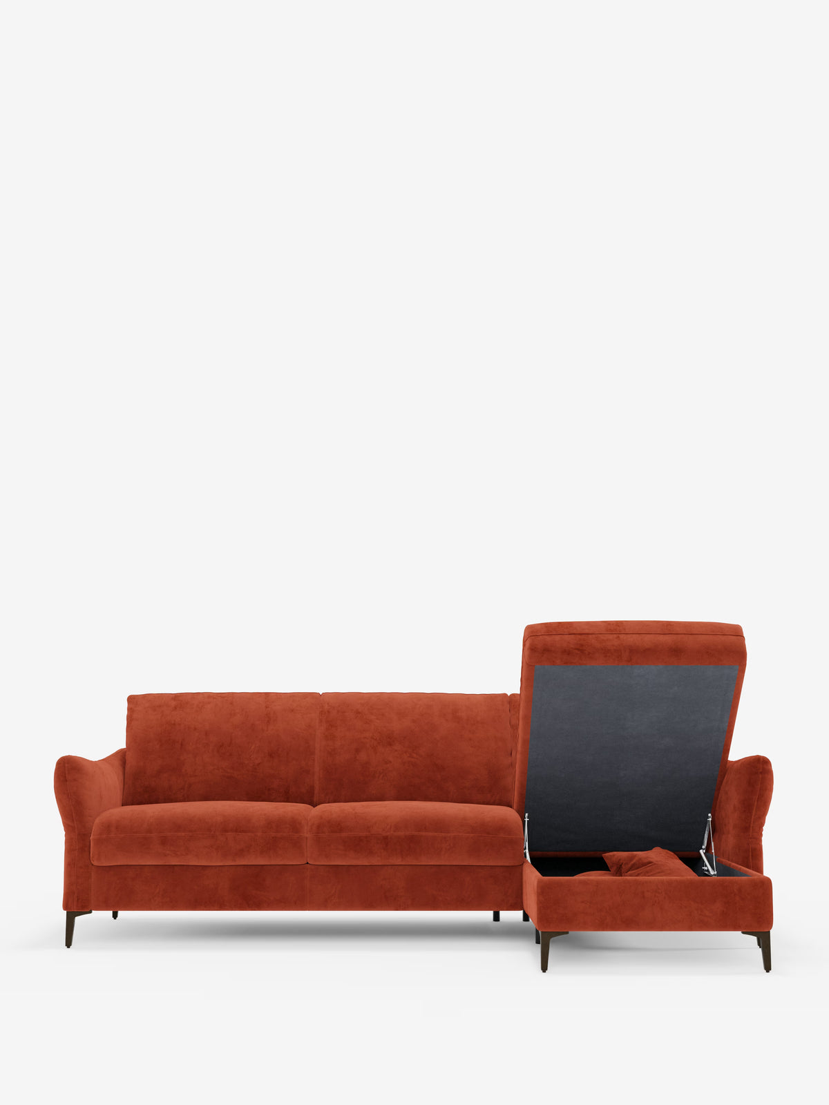Dalia divano letto con penisola contenitore e materasso alto 18 cm - piedini alti e tessuto smacchiabile T30