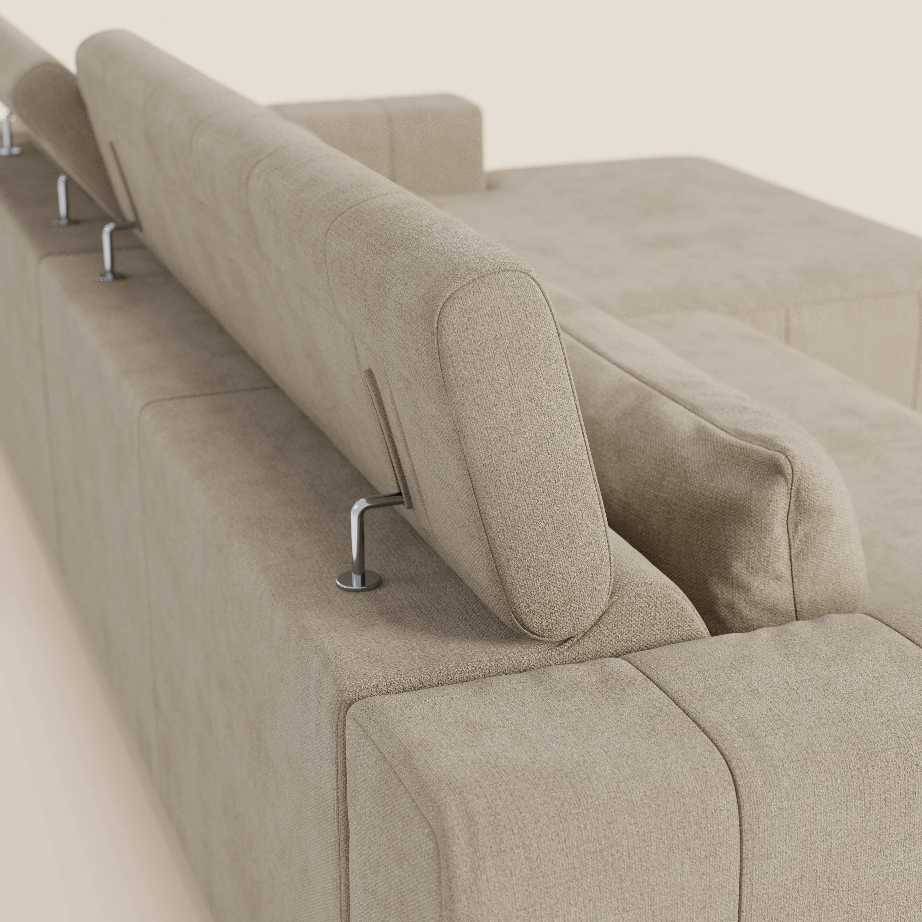Doric Divano angolare con penisola e sedute allungabili con relax elettrico - poggiatesta reclinabili in tessuto smacchiabile T23 - divani.store