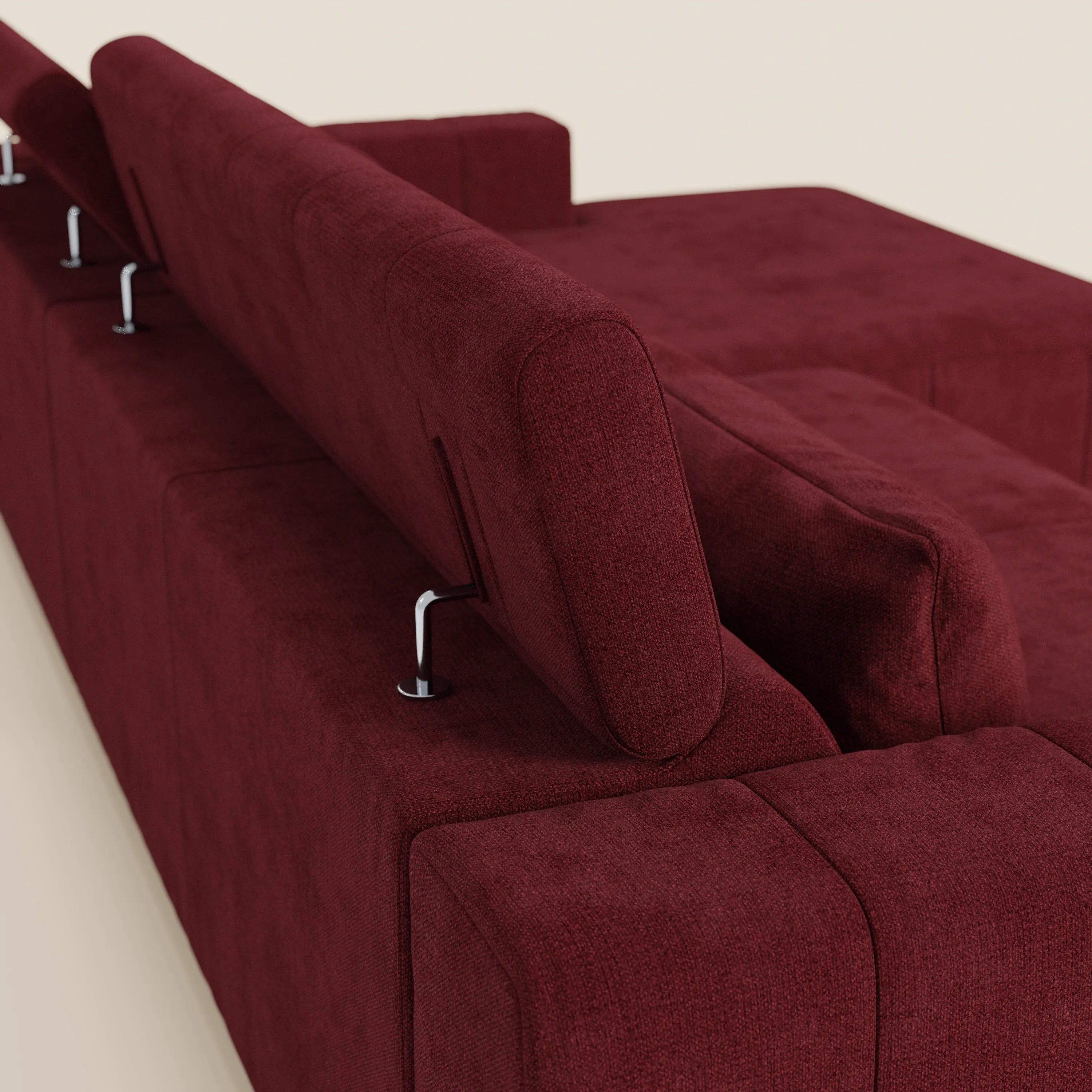 Doric Divano angolare con penisola e sedute allungabili con relax elettrico - poggiatesta reclinabili in tessuto smacchiabile T23 - divani.store