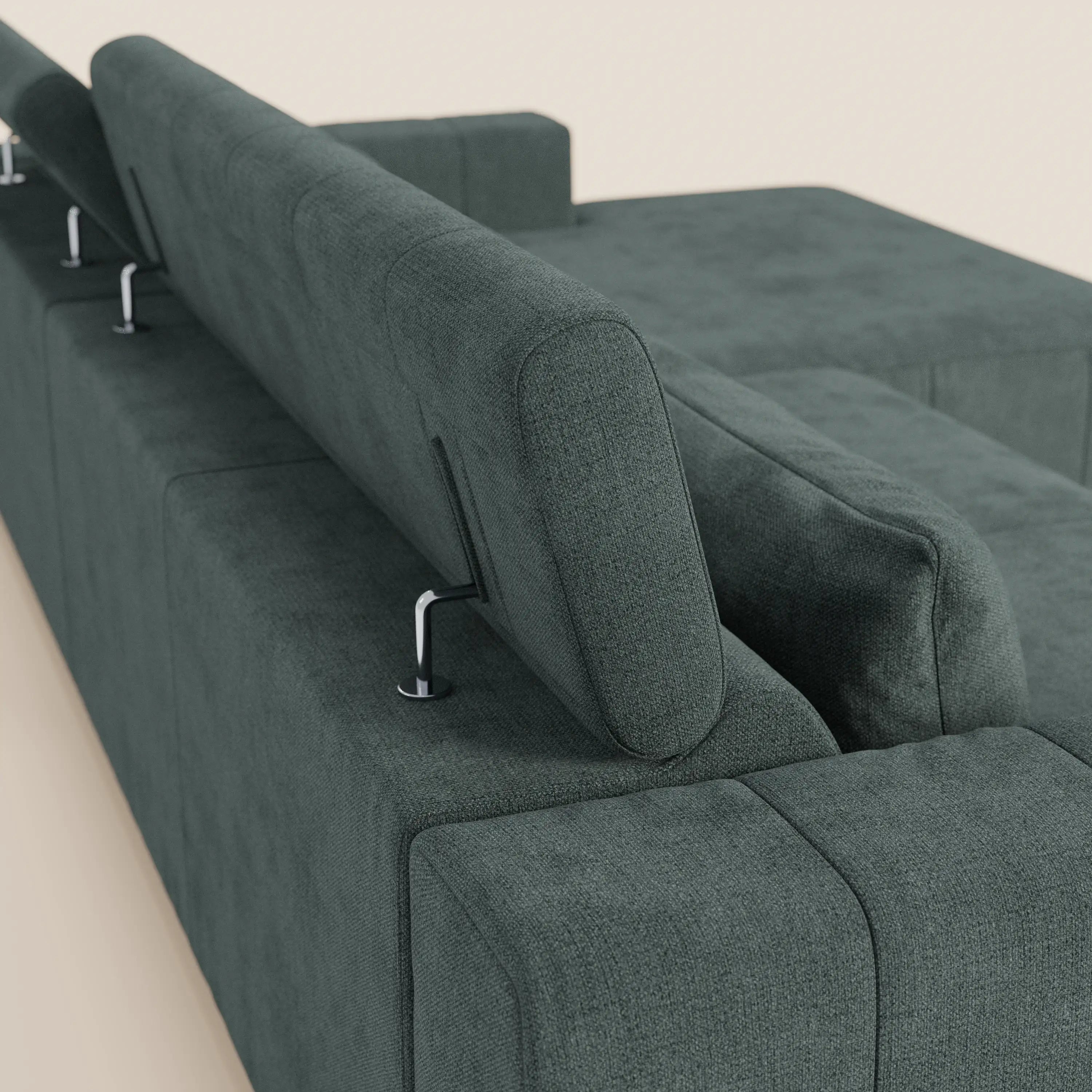 Doric Canapé d’angle avec méridienne et assises extensibles avec relaxation électrique - appuie-têtes inclinables en tissu anti-taches T23