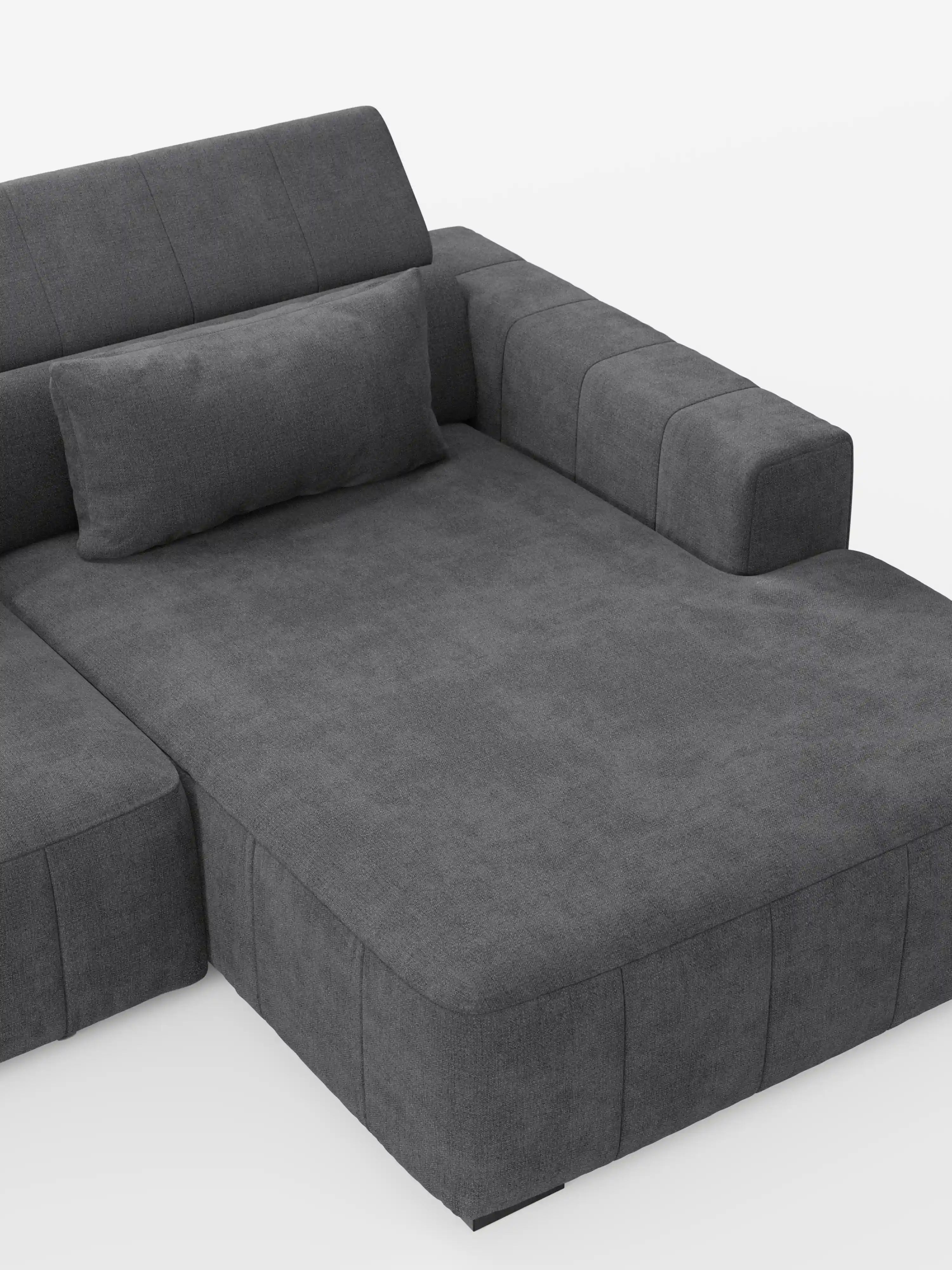 Doric Divano angolare con penisola e sedute allungabili con relax elettrico - poggiatesta reclinabili in tessuto smacchiabile T23