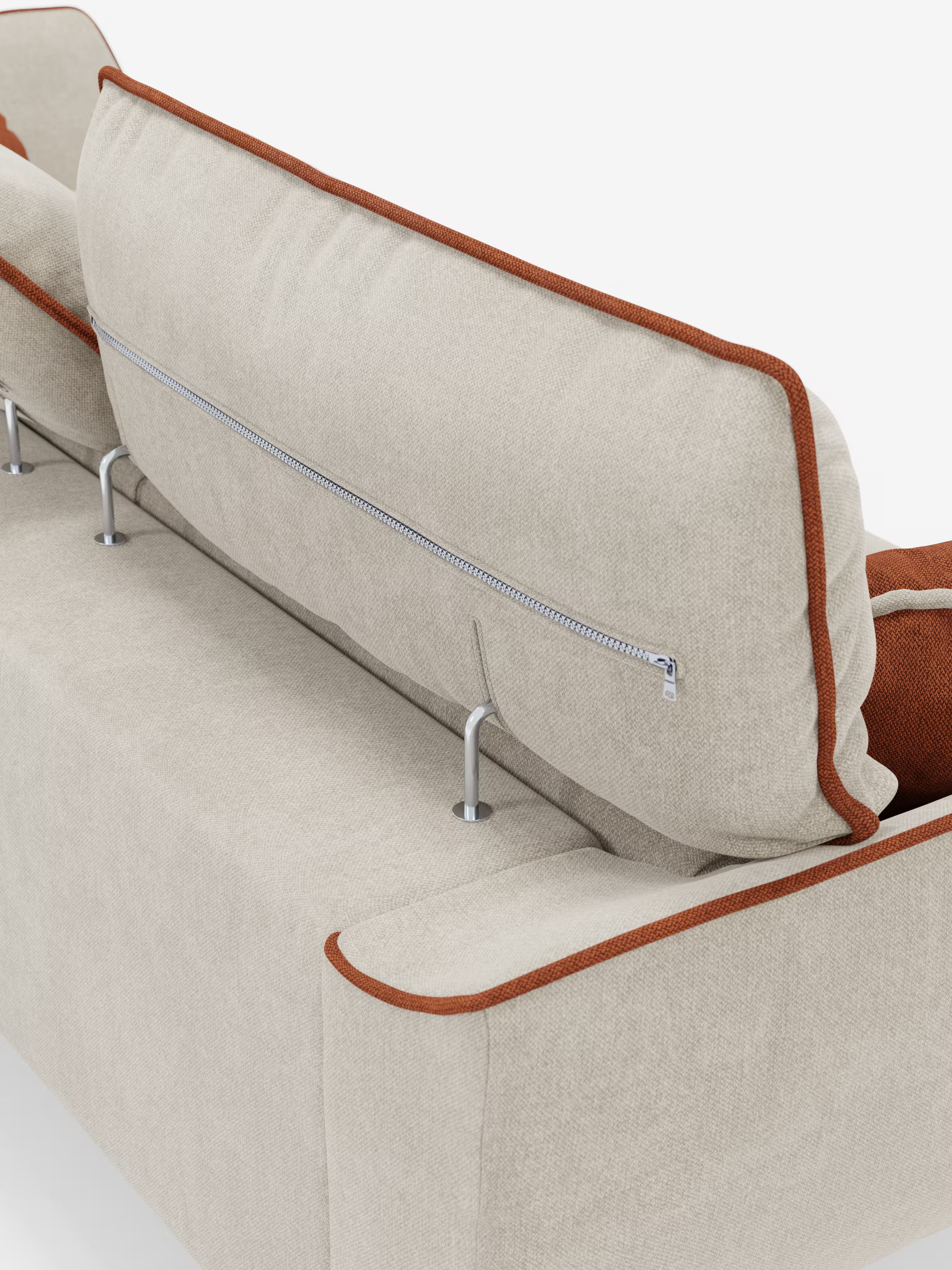 Michelangelo 4 plazas bicolor – Sofá con 3 asientos extensibles y reposacabezas reclinables en tejido antimanchas T23