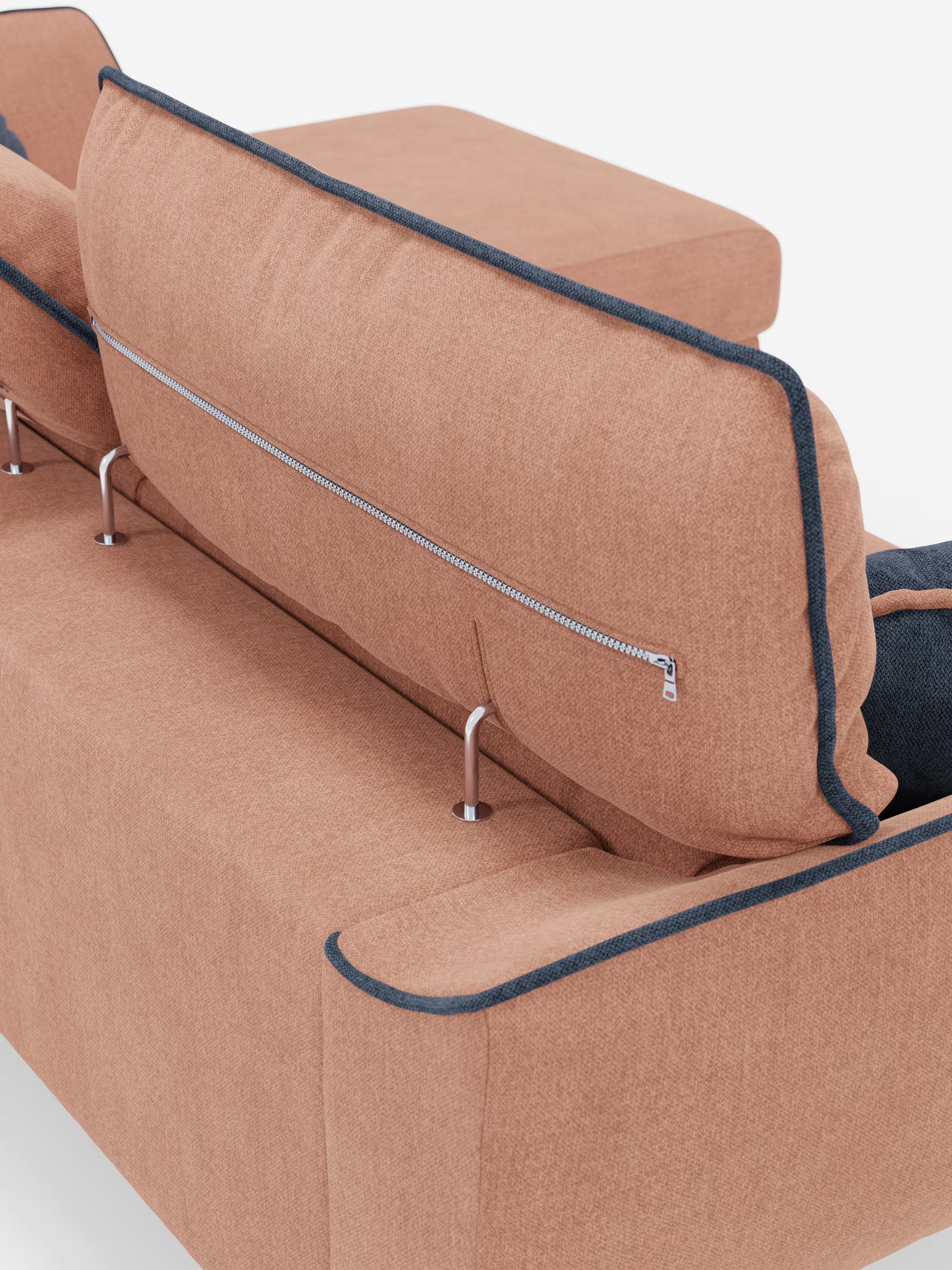 Michelangelo Sofá esquinero bicolor con chaise longue y asientos extensibles - reposacabezas reclinables en tejido antimanchas T23