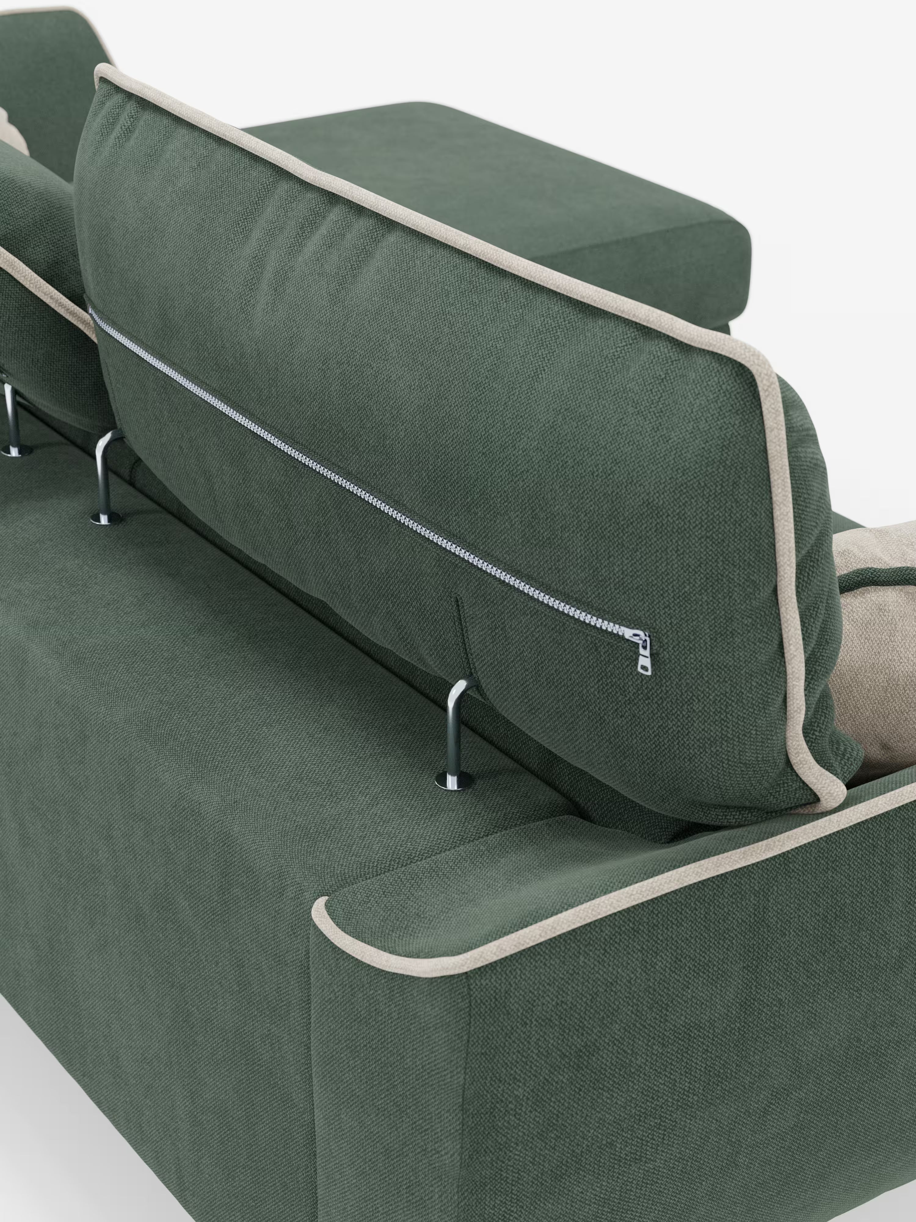Michelangelo Sofá esquinero bicolor con chaise longue y asientos extensibles - reposacabezas reclinables en tejido antimanchas T23
