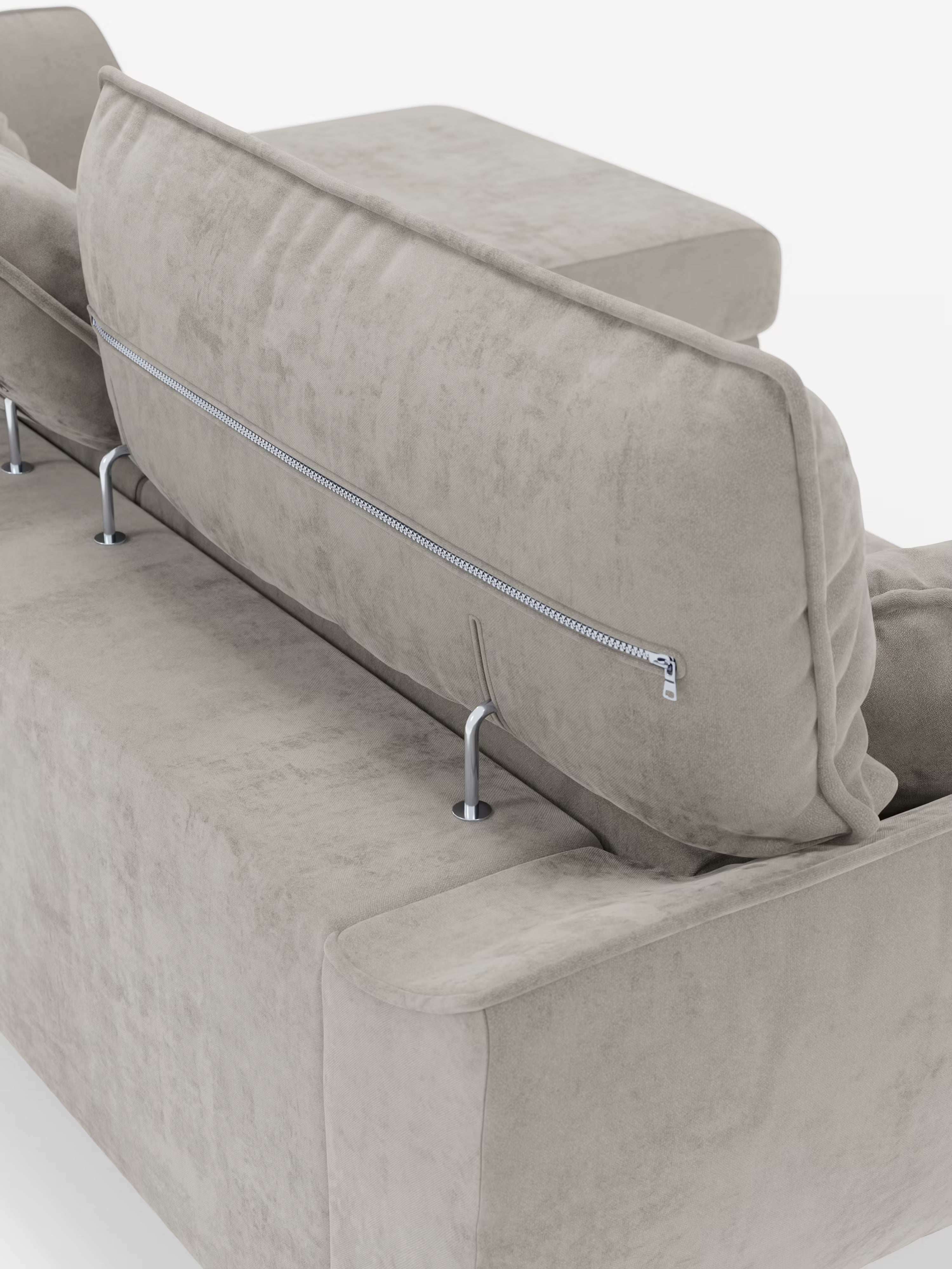 Michelangelo corner sofa with chaise longue and extendable seats - reclining headrests in refined stain-resistant velvet-effect fabric T30