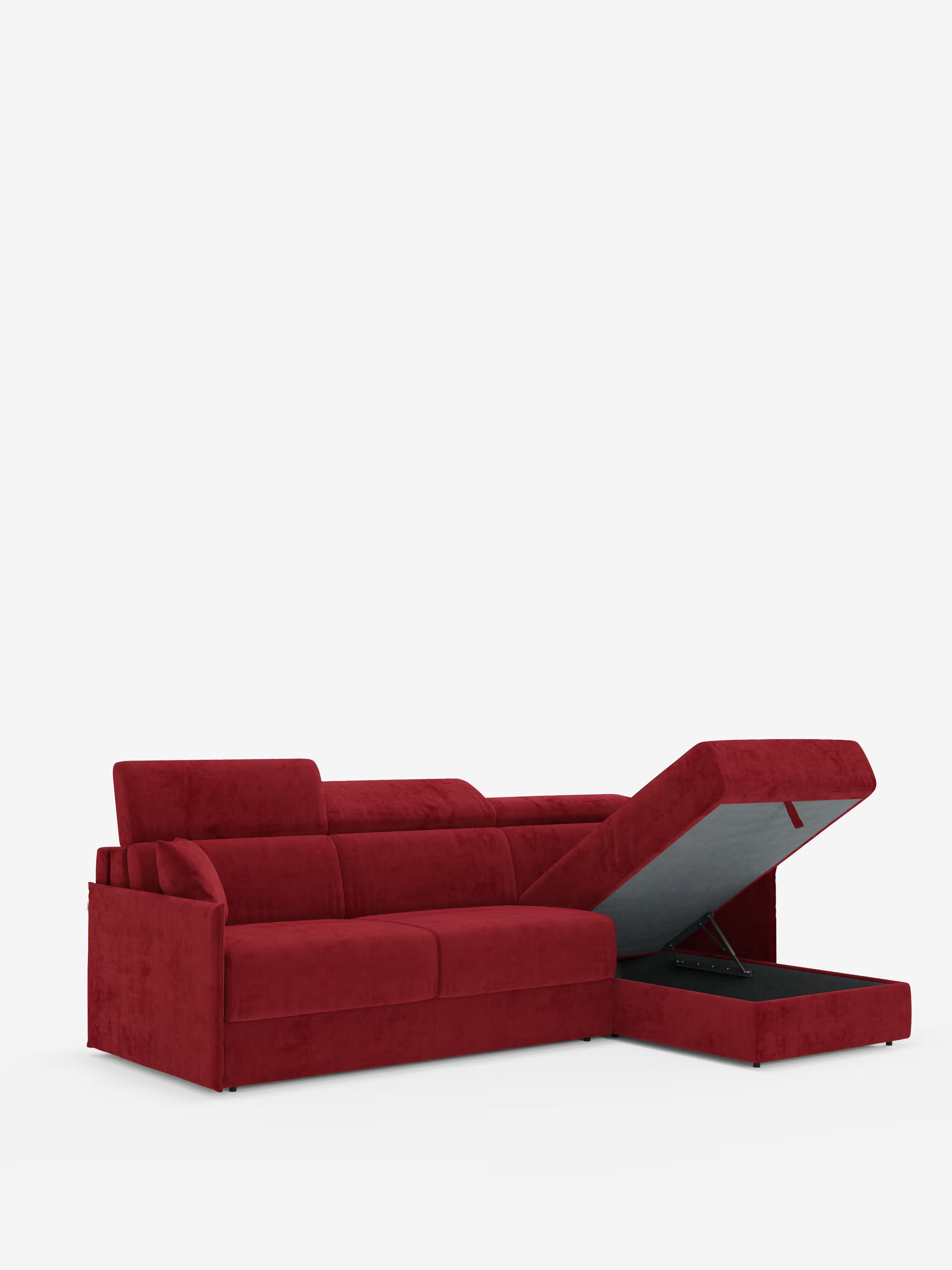 Miryam sofá cama esquinero compacto - reposacabezas reclinables y chaise longue con almacenaje en tejido antimanchas T31