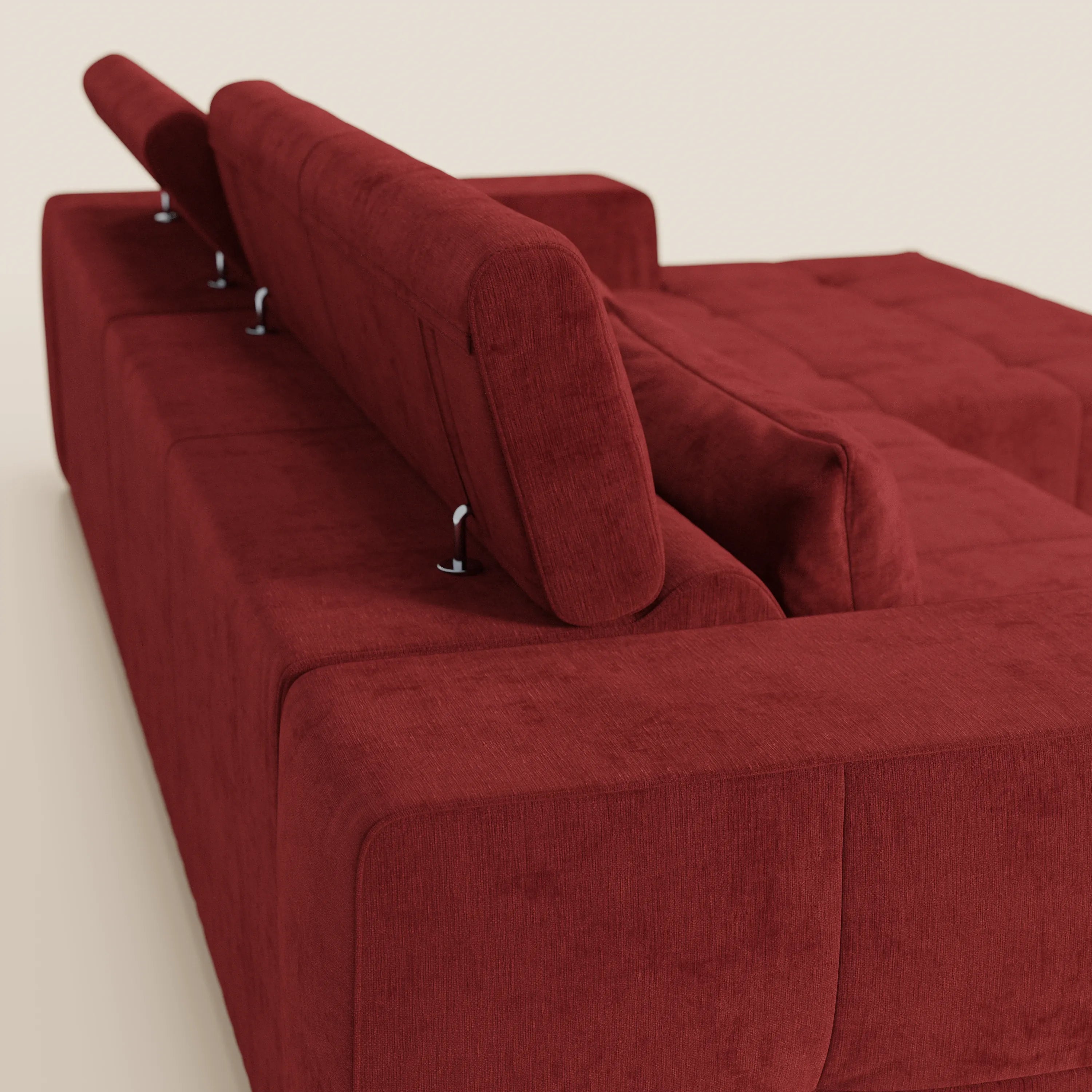 Monarch Divano angolare con penisola e Relax Elettrico per allungamento sedute - Poggiatesta Reclinabili in tessuto morbido smacchiabile T31 - divani.store