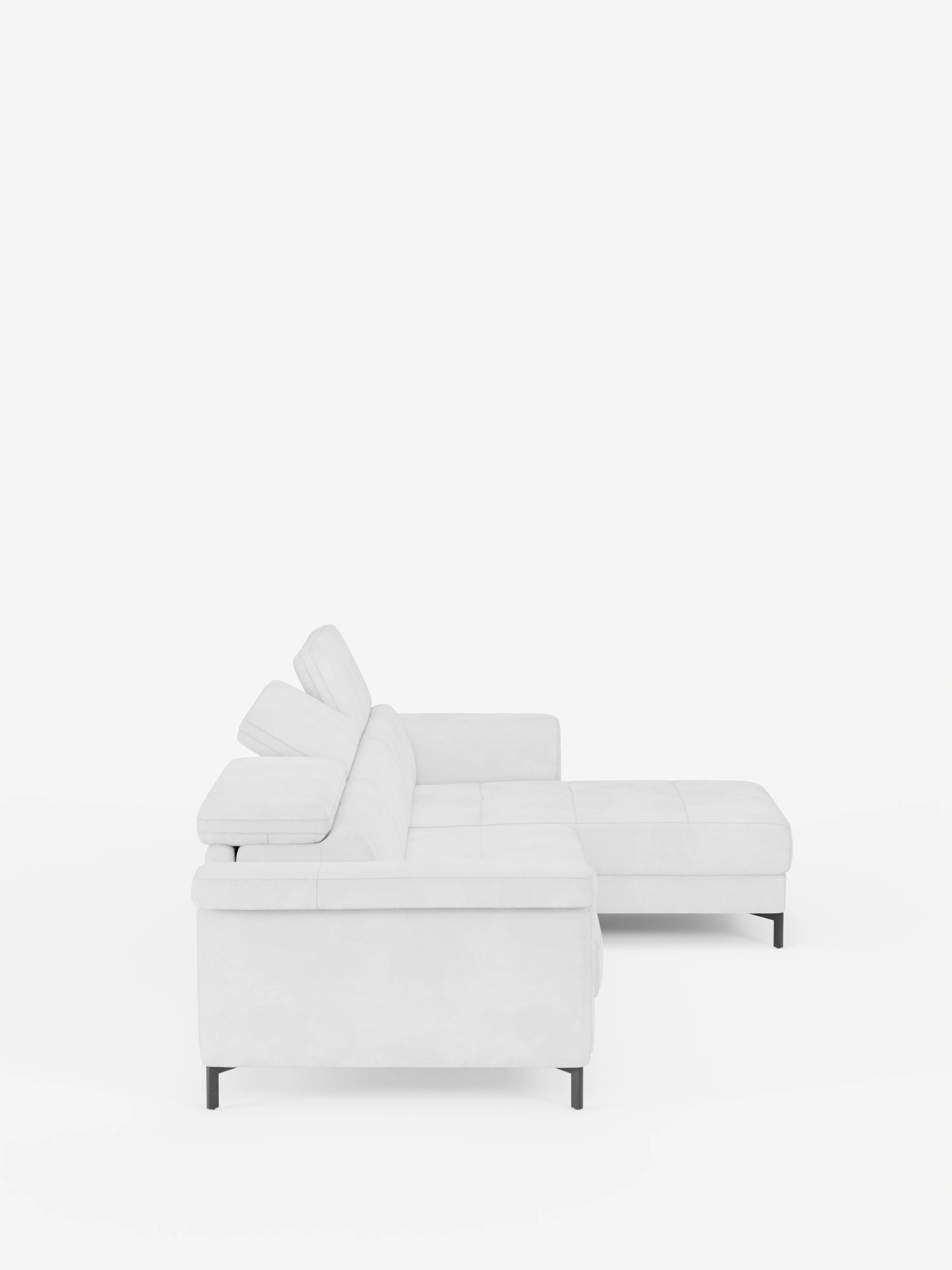 Capri Divano letto angolare con penisola contenitore e poggiatesta reclinabili - elegante tessuto smacchiabile T30