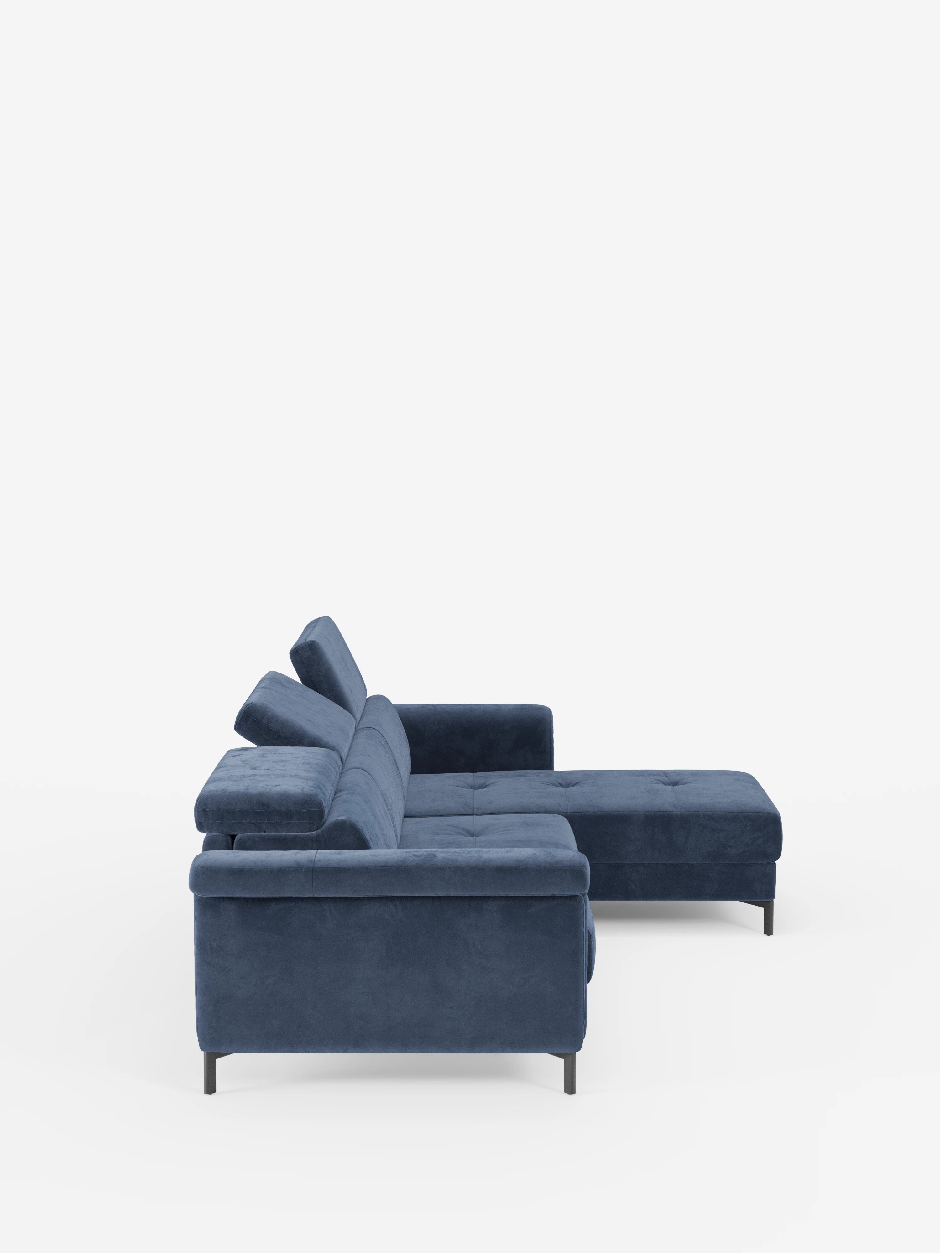Capri Divano letto angolare con penisola contenitore e poggiatesta reclinabili - elegante tessuto smacchiabile T30