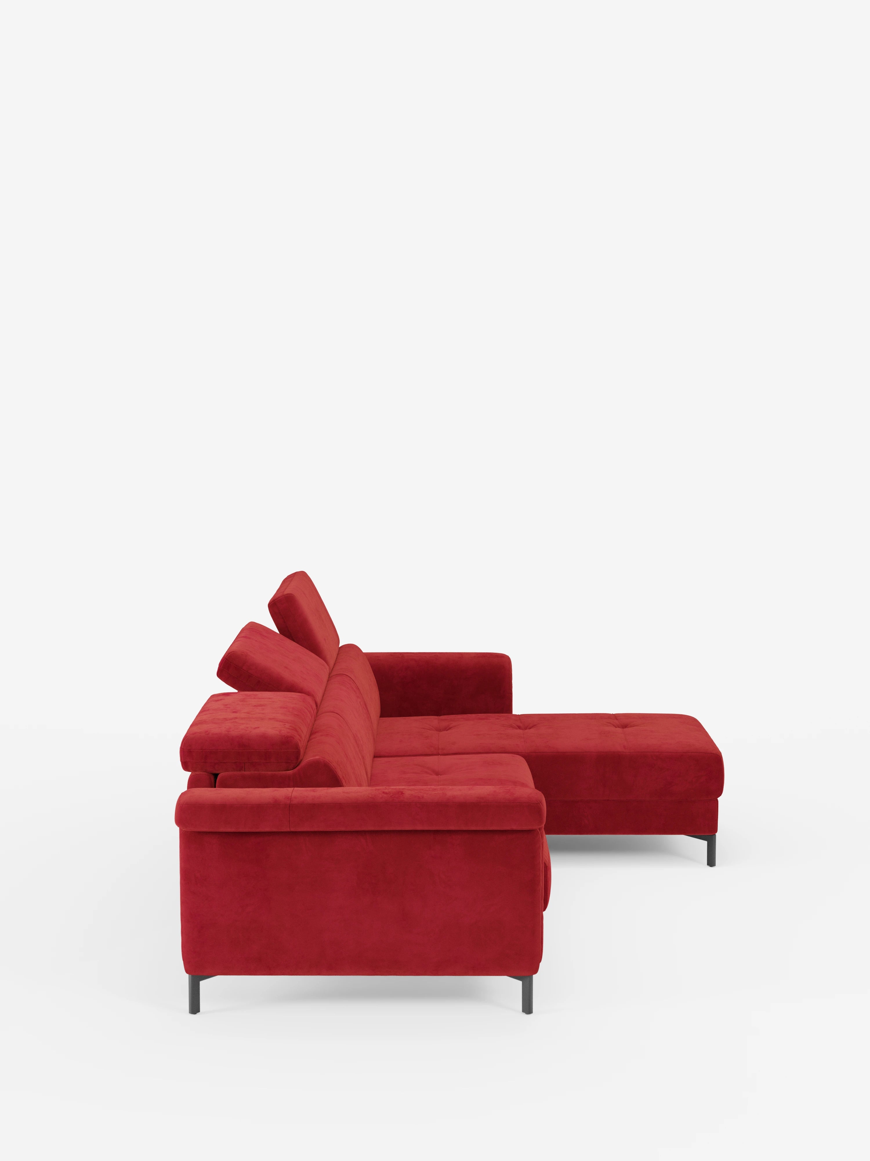 Capri Divano letto angolare con penisola contenitore e poggiatesta reclinabili - elegante tessuto smacchiabile T30