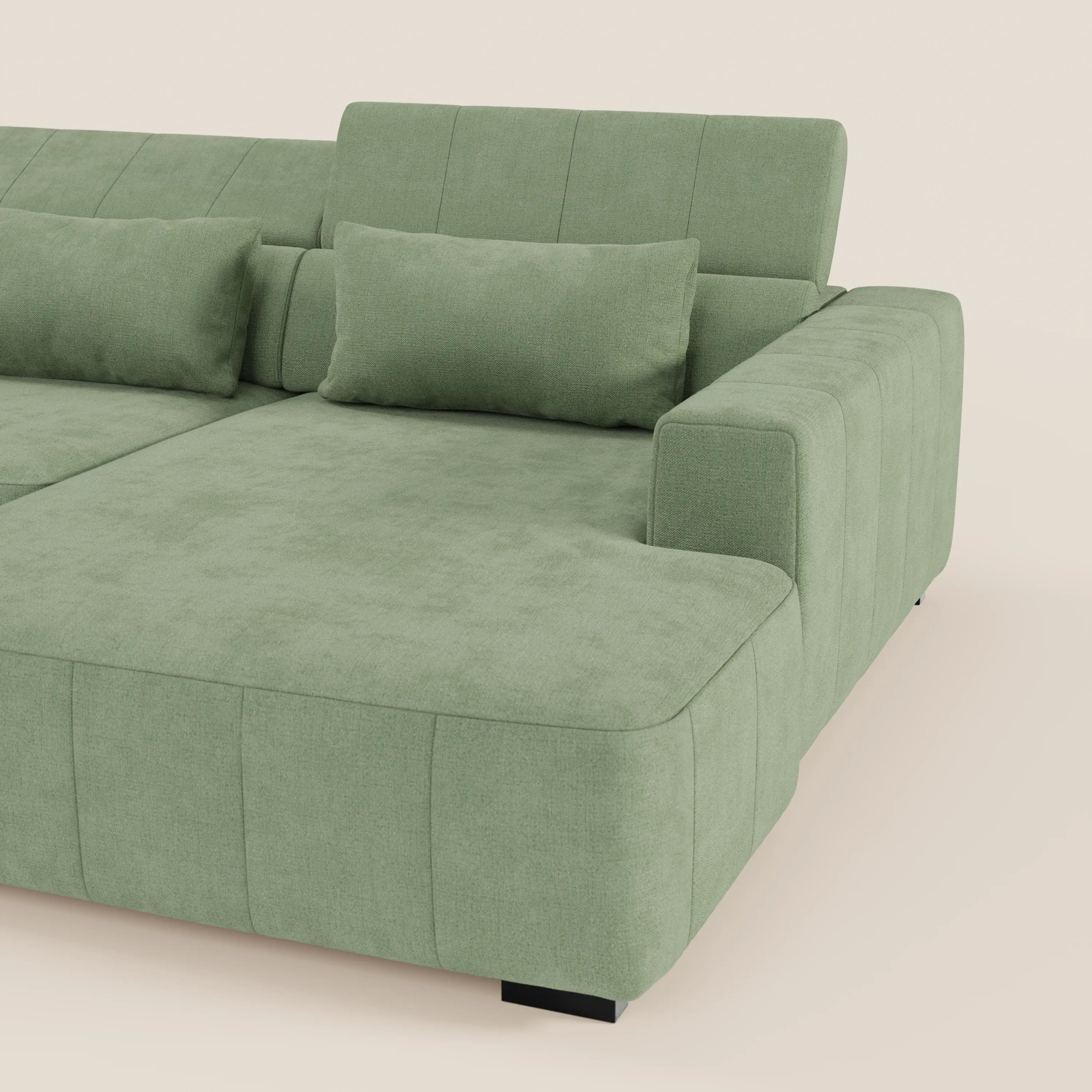 Doric Divano angolare con penisola e sedute allungabili con relax elettrico - poggiatesta reclinabili in tessuto smacchiabile T23 - divani.store