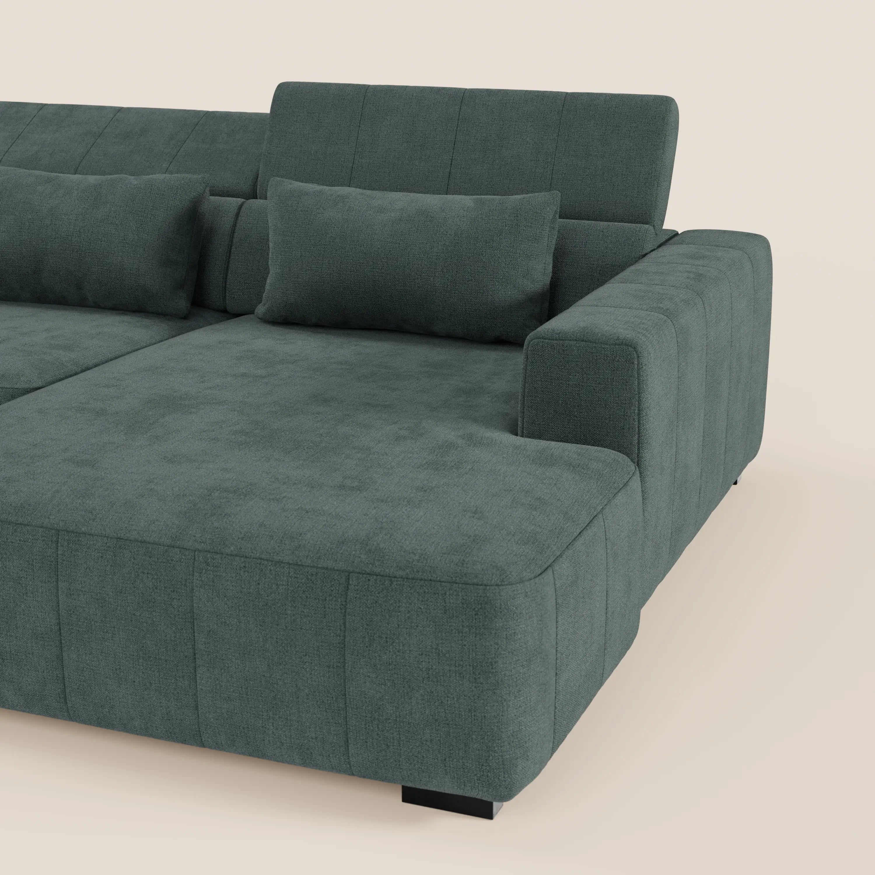 Doric Canapé d’angle avec méridienne et assises extensibles avec relaxation électrique - appuie-têtes inclinables en tissu anti-taches T23
