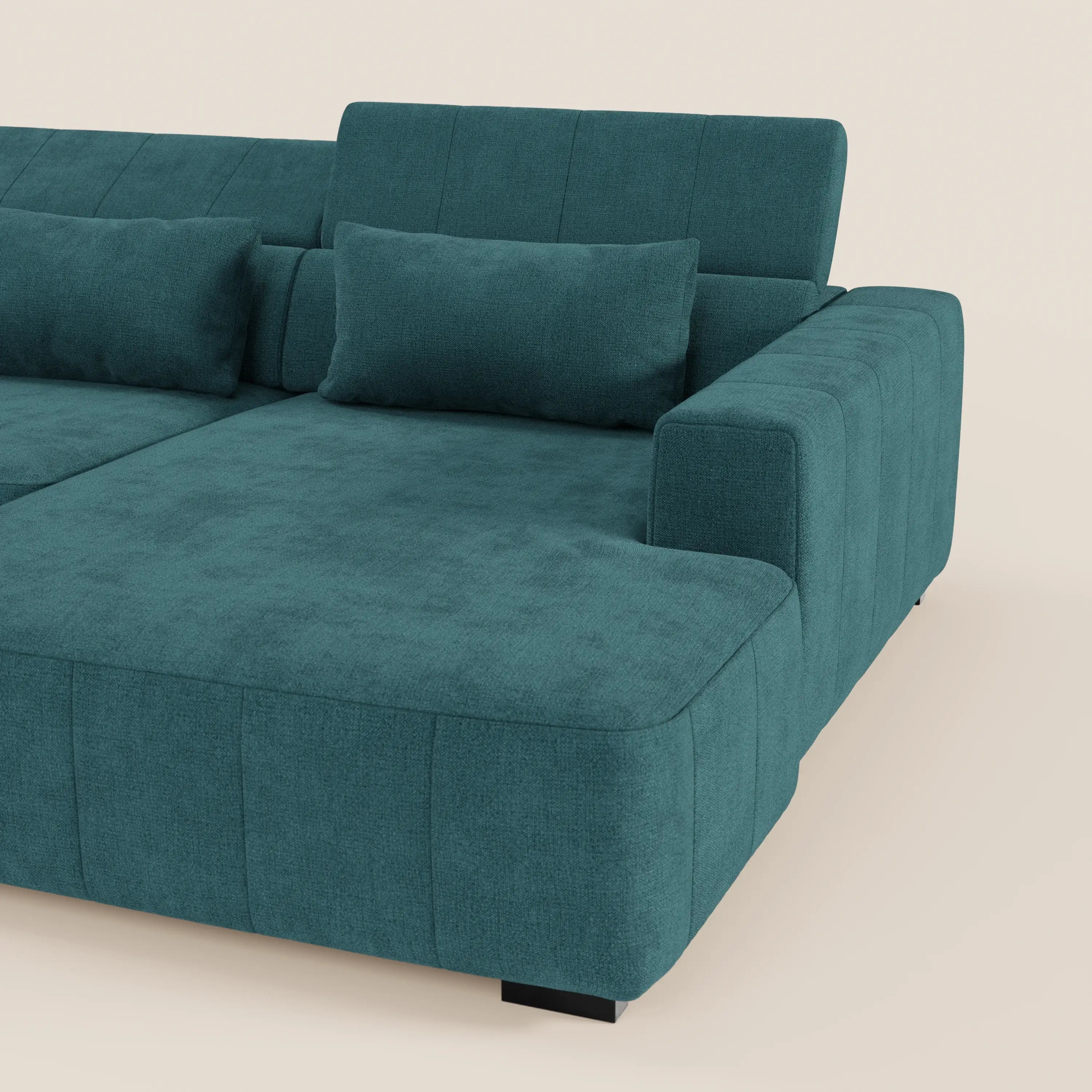 Doric Canapé d’angle avec méridienne et assises extensibles avec relaxation électrique - appuie-têtes inclinables en tissu anti-taches T23