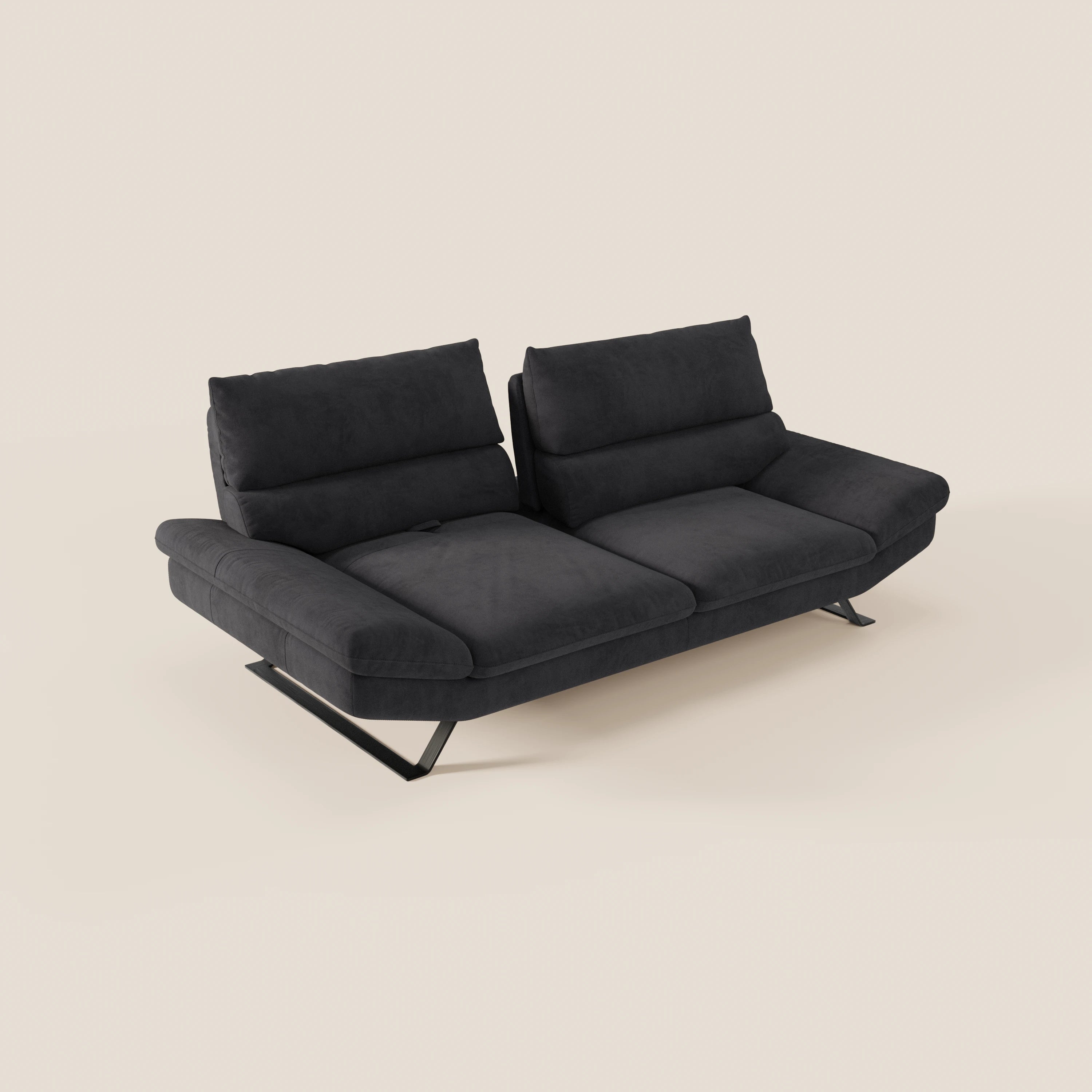 Eclipse Divano dal design moderno 2 e 3 posti con schienali traslanti - piedini alti in elegante microfibra smacchiabile T11 - divani.store