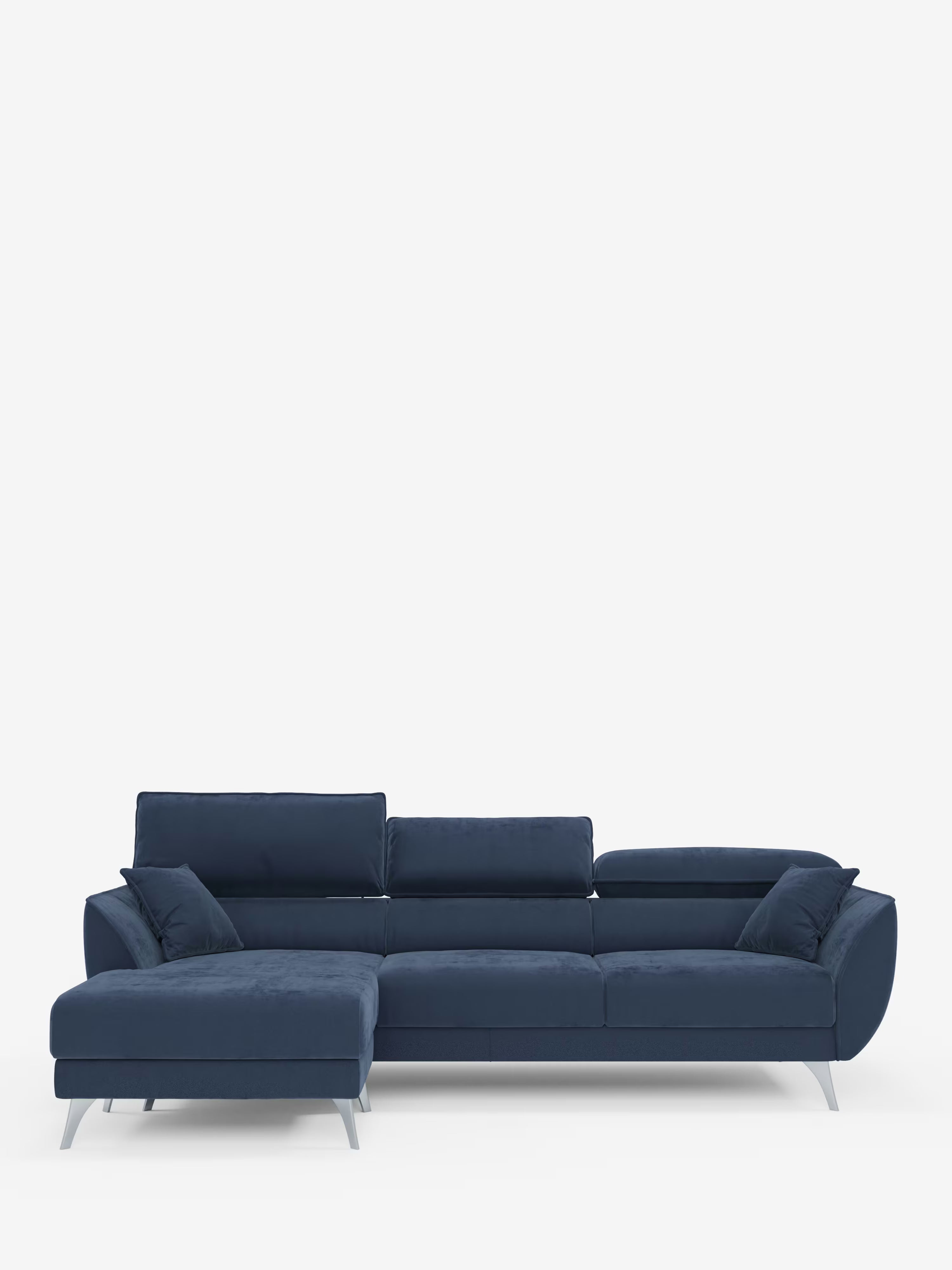 Michelangelo corner sofa with chaise longue and extendable seats - reclining headrests in refined stain-resistant velvet-effect fabric T30