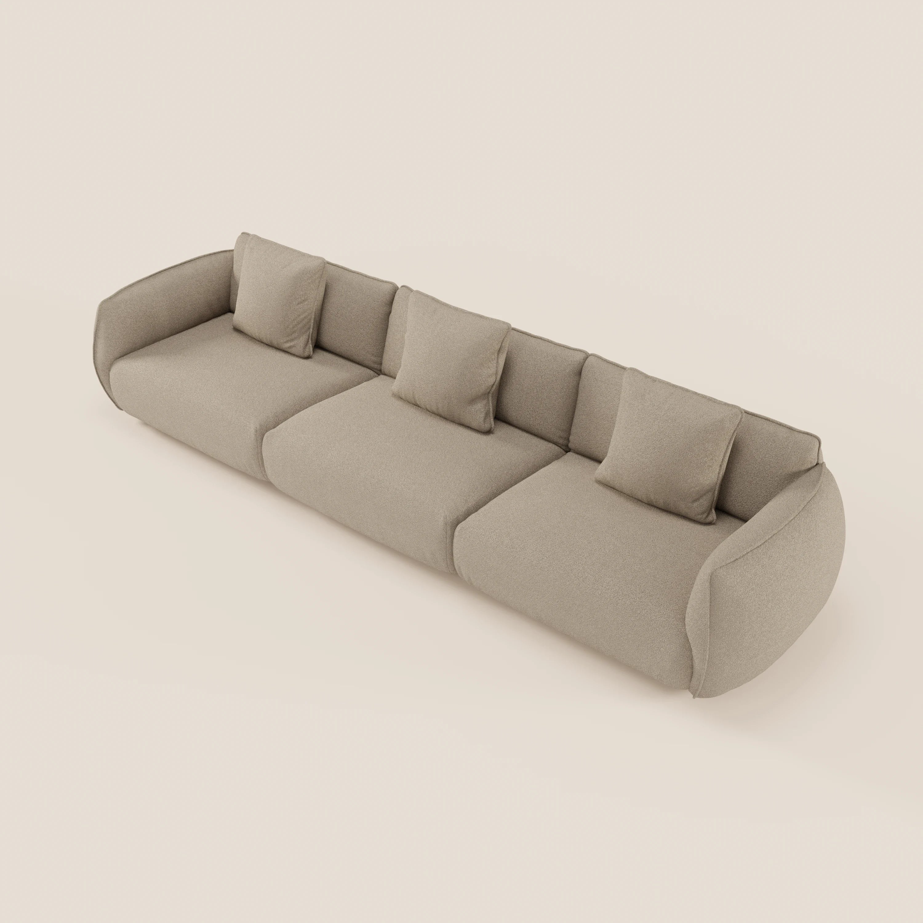 Nimbus divano lineare modulare a 3 sedute componibile in morbido tessuto T33 - divani.store