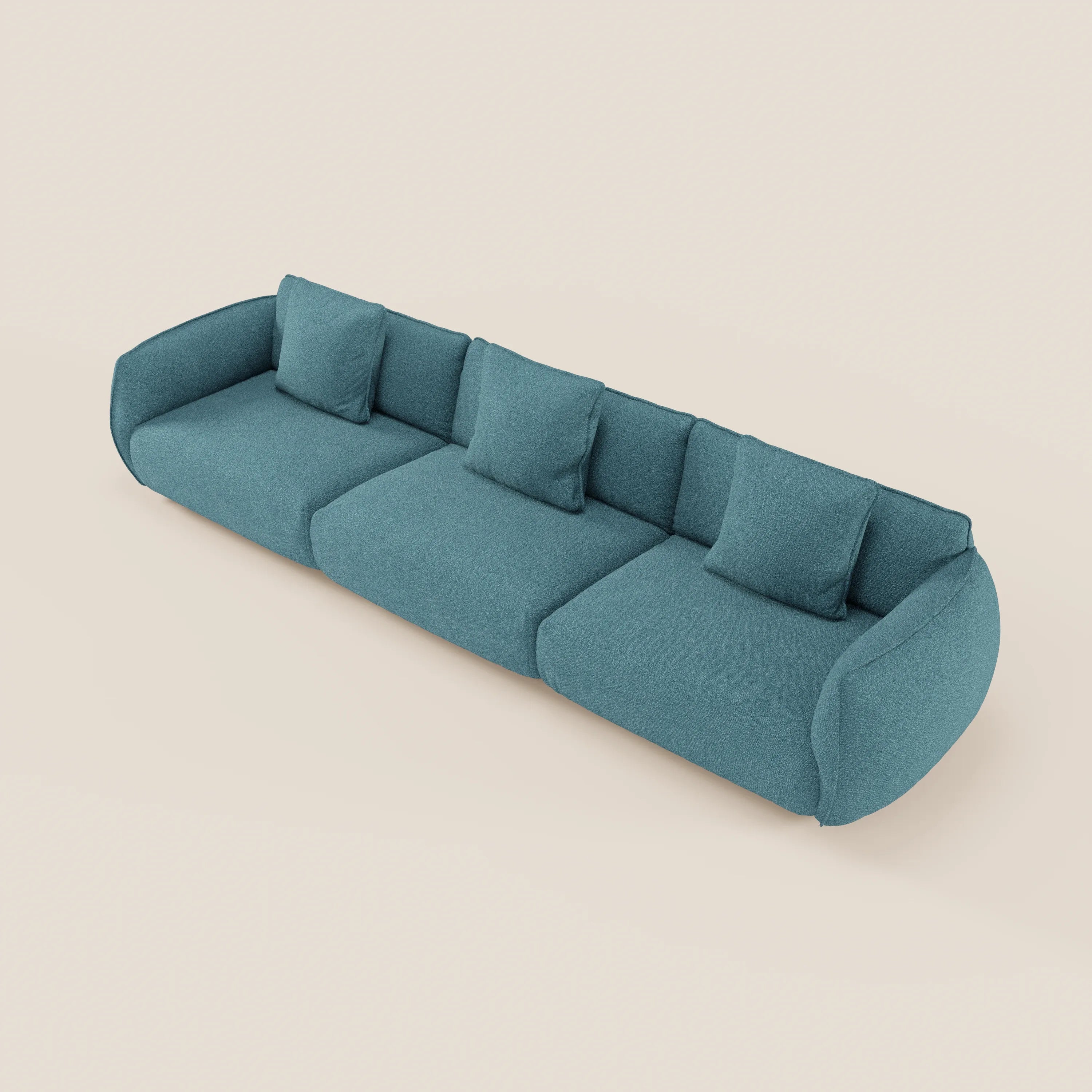 Nimbus divano lineare modulare a 3 sedute componibile in morbido tessuto T33 - divani.store