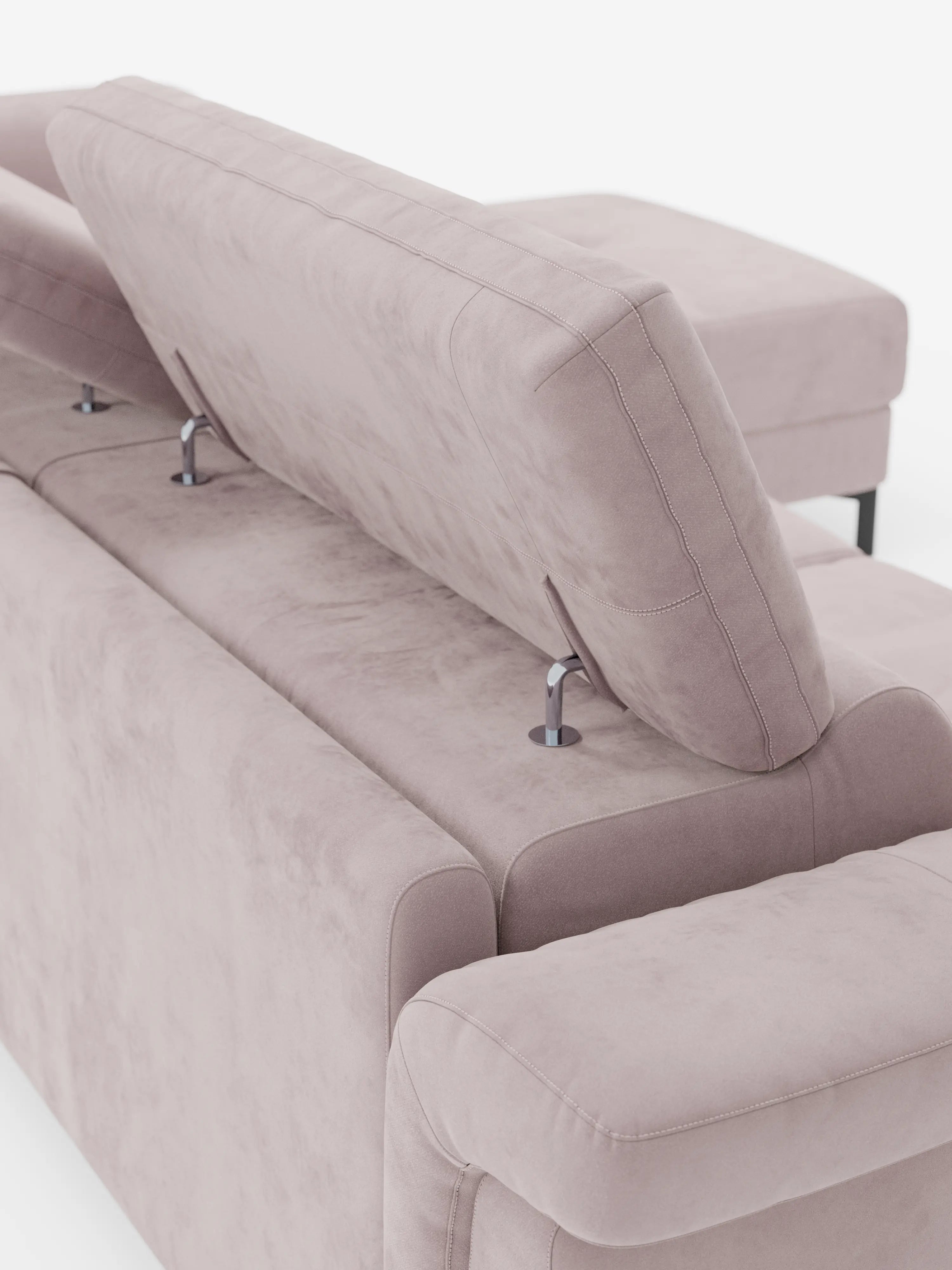 Capri Divano letto angolare con penisola contenitore e poggiatesta reclinabili - elegante tessuto smacchiabile T30