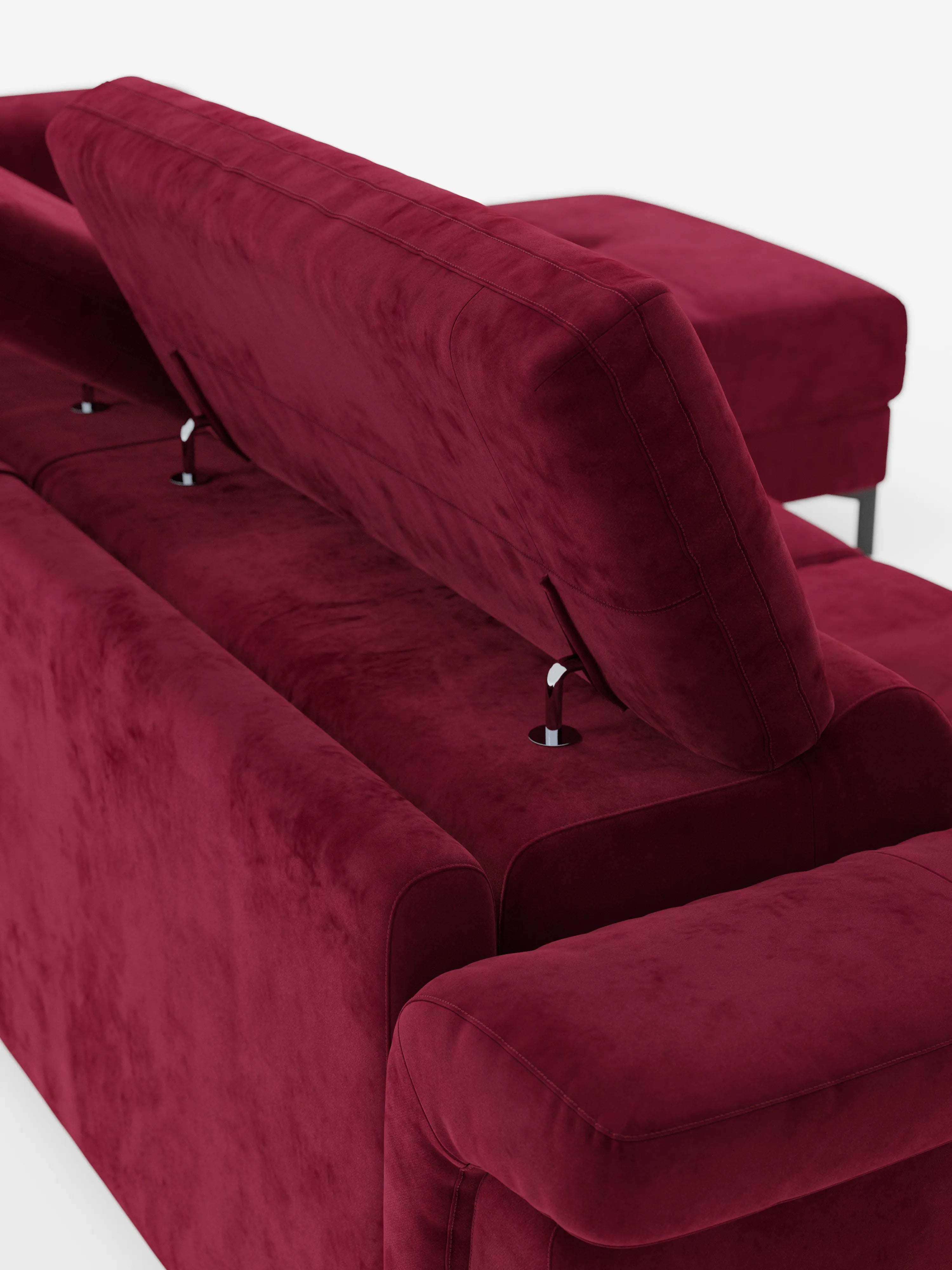 Capri Divano letto angolare con penisola contenitore e poggiatesta reclinabili - elegante tessuto smacchiabile T30