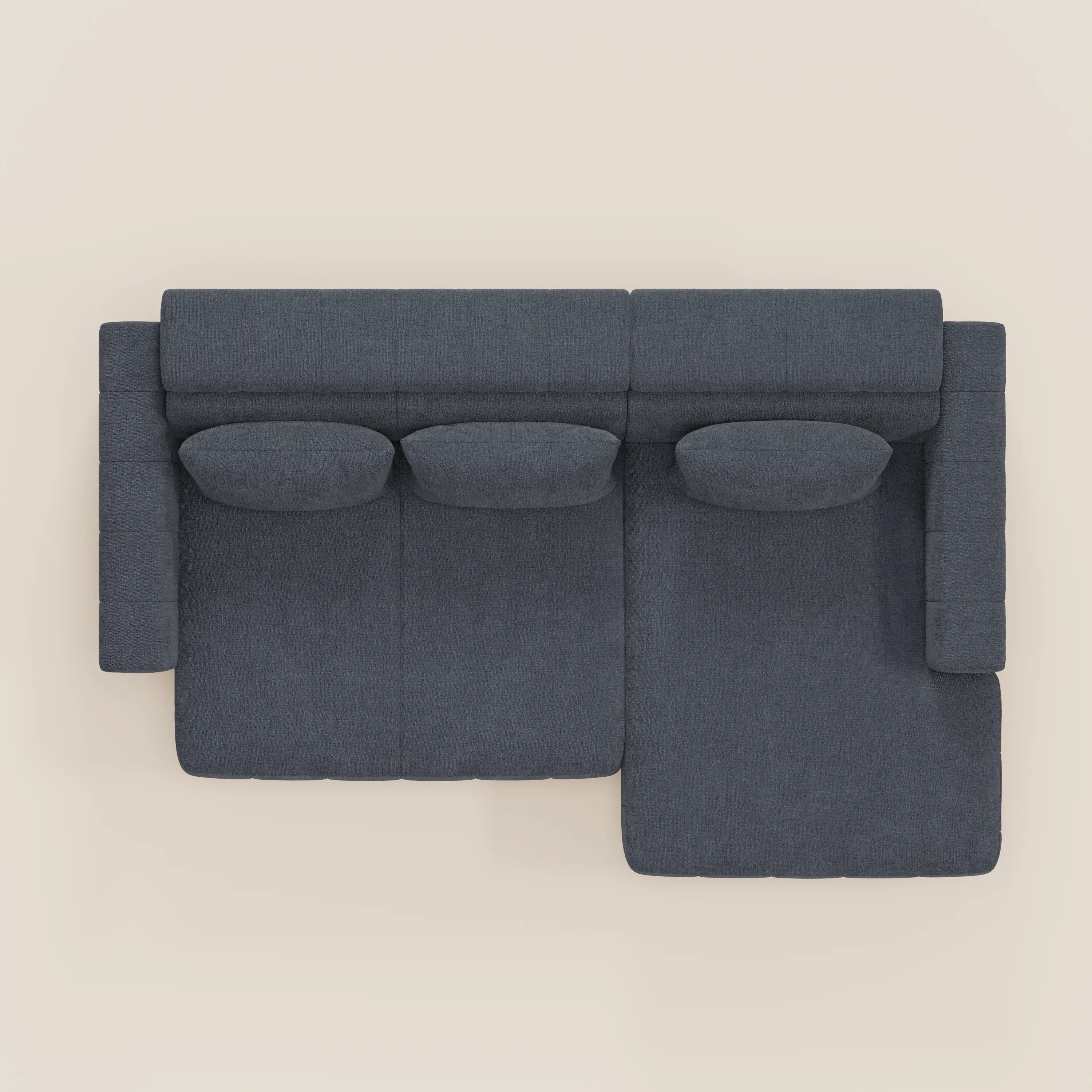 Doric Divano angolare con penisola e sedute allungabili con relax elettrico - poggiatesta reclinabili in tessuto smacchiabile T23 - divani.store
