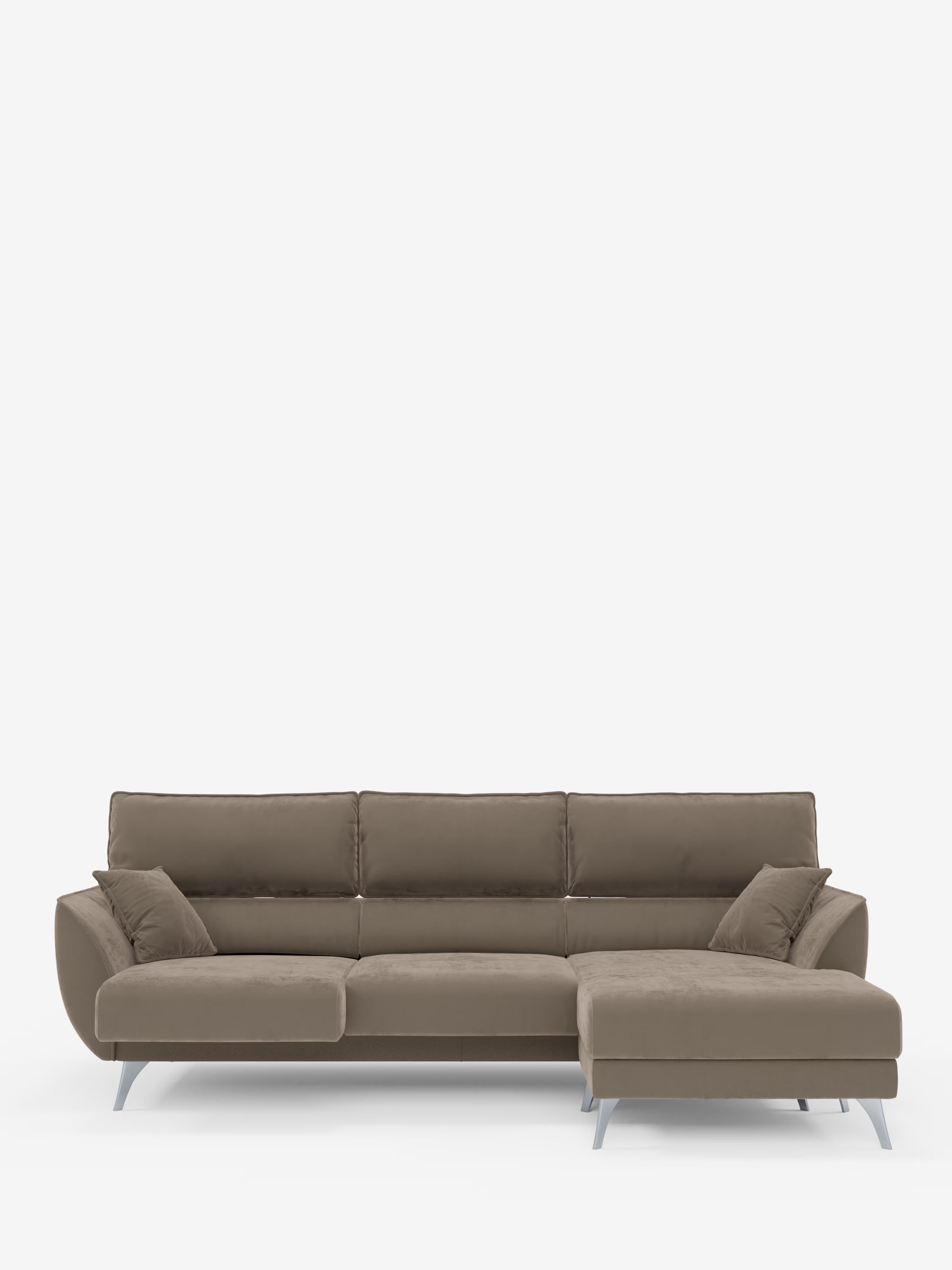 Michelangelo corner sofa with chaise longue and extendable seats - reclining headrests in refined stain-resistant velvet-effect fabric T30