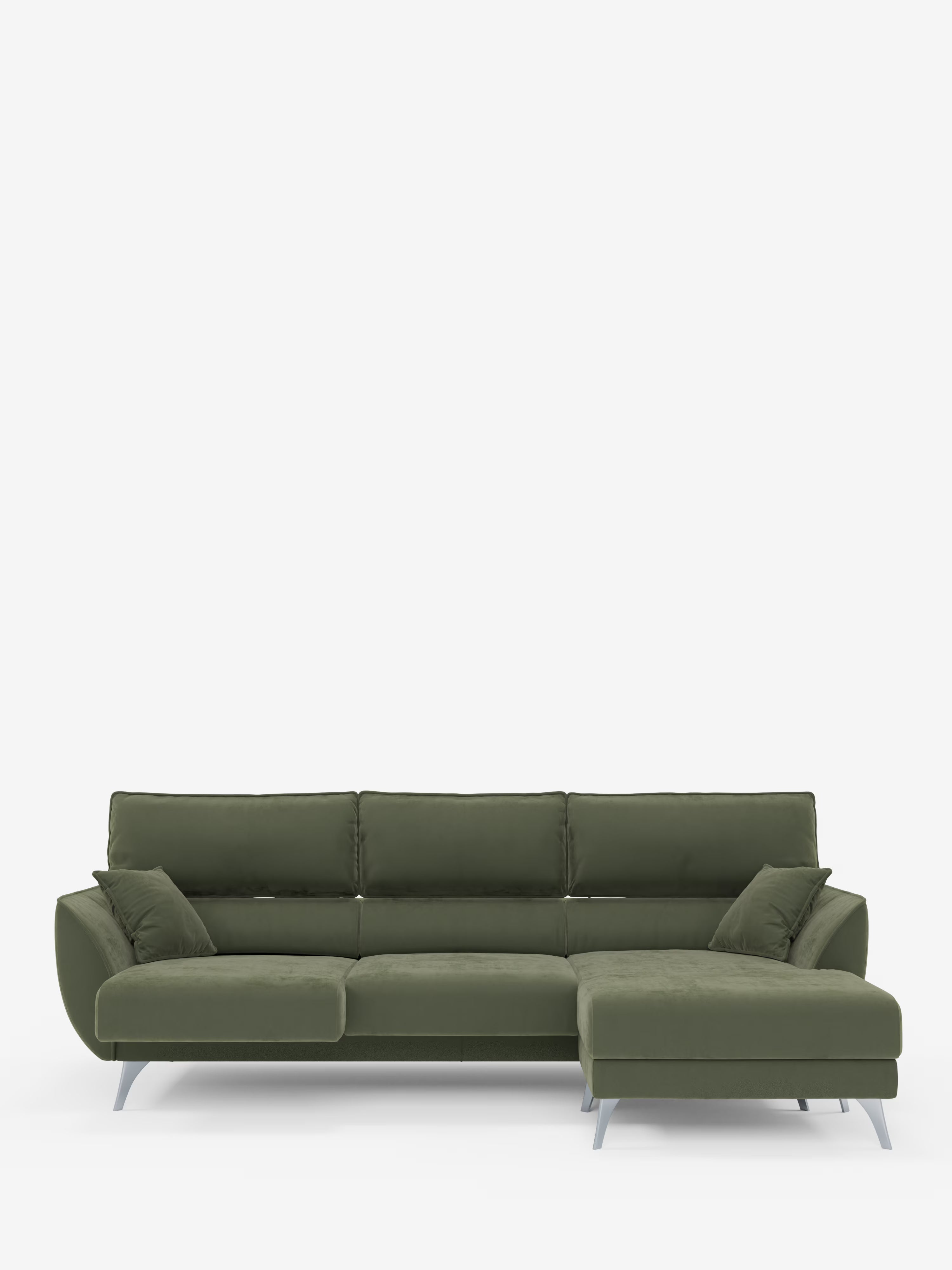 Michelangelo corner sofa with chaise longue and extendable seats - reclining headrests in refined stain-resistant velvet-effect fabric T30