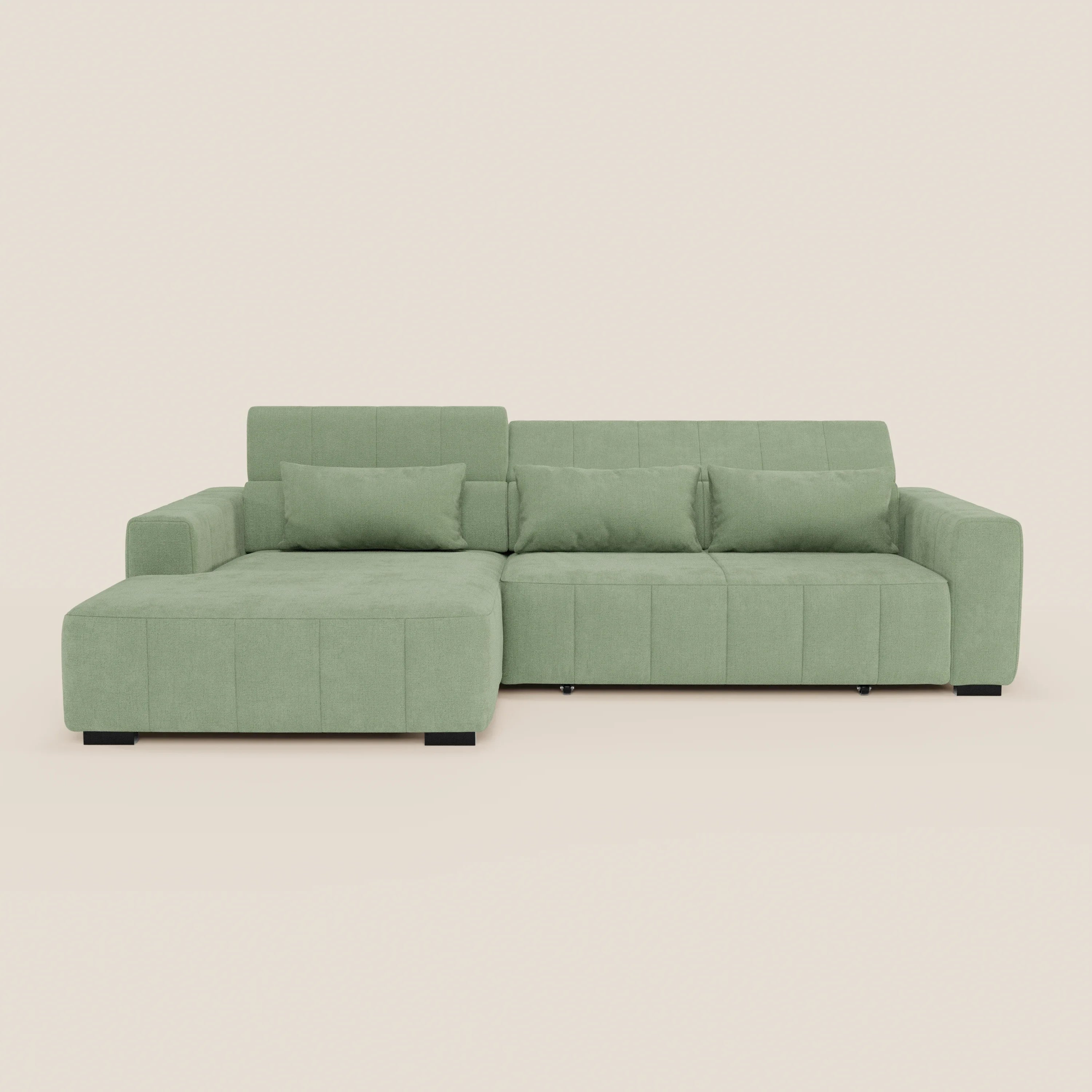 Doric Divano angolare con penisola e sedute allungabili con relax elettrico - poggiatesta reclinabili in tessuto smacchiabile T23 - divani.store