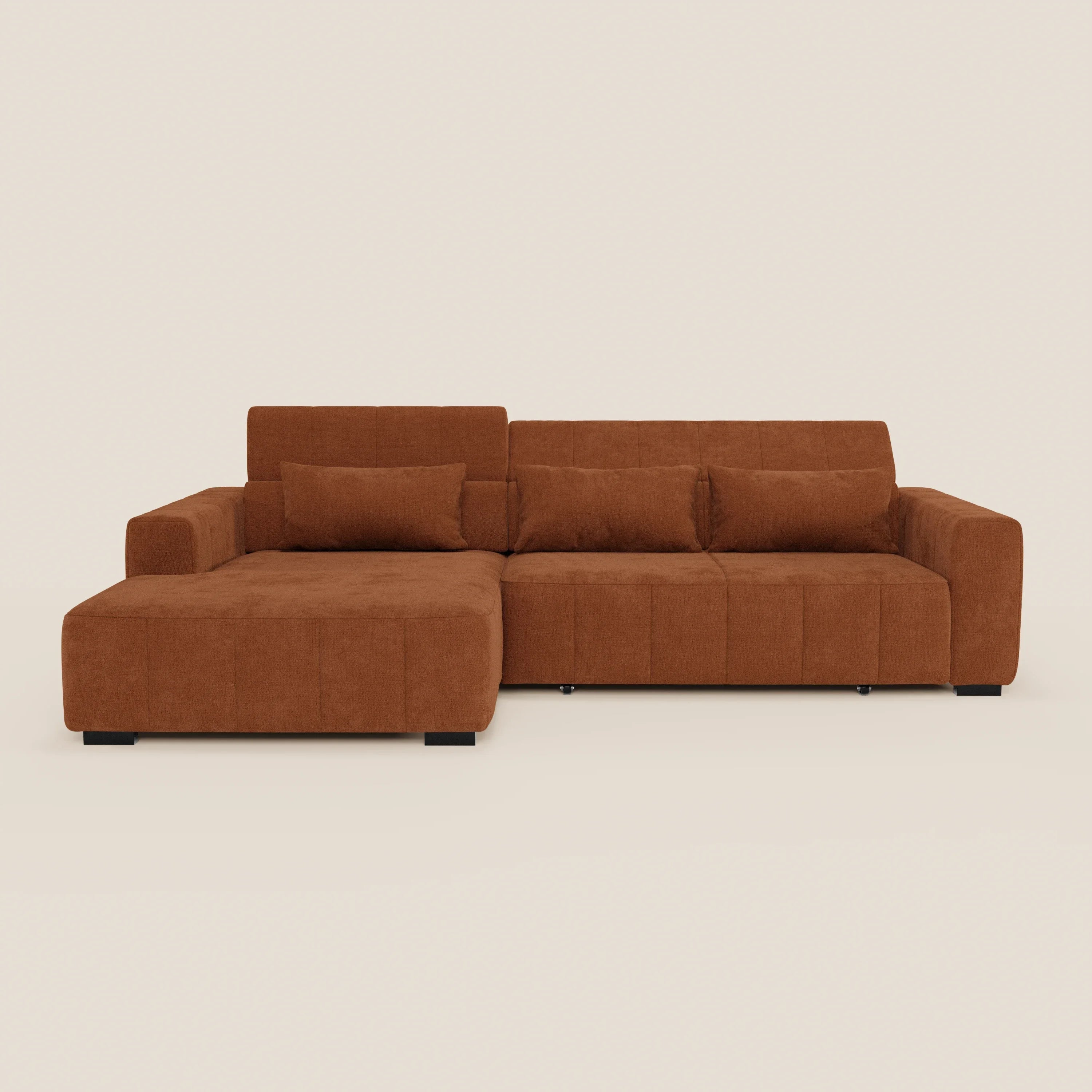 Doric Canapé d’angle avec méridienne et assises extensibles avec relaxation électrique - appuie-têtes inclinables en tissu anti-taches T23