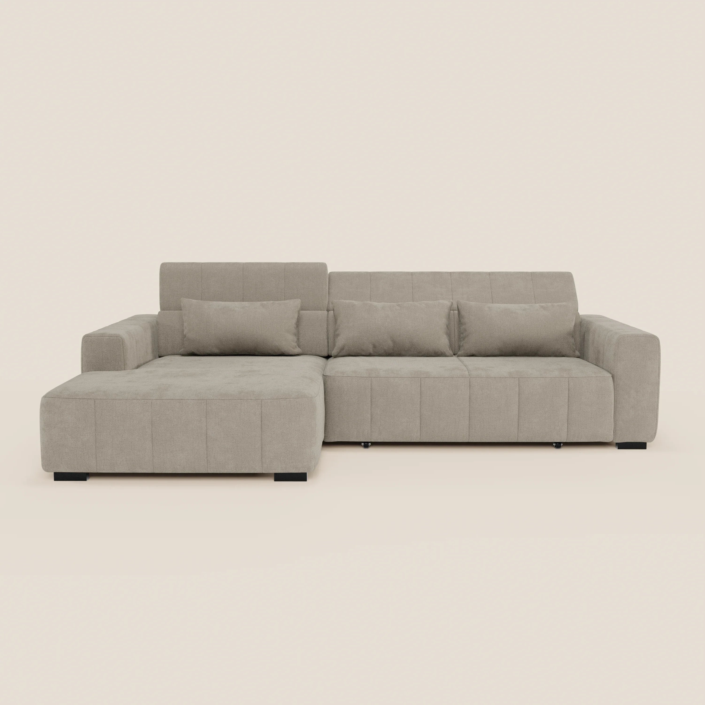 Doric Canapé d’angle avec méridienne et assises extensibles avec relaxation électrique - appuie-têtes inclinables en tissu anti-taches T23