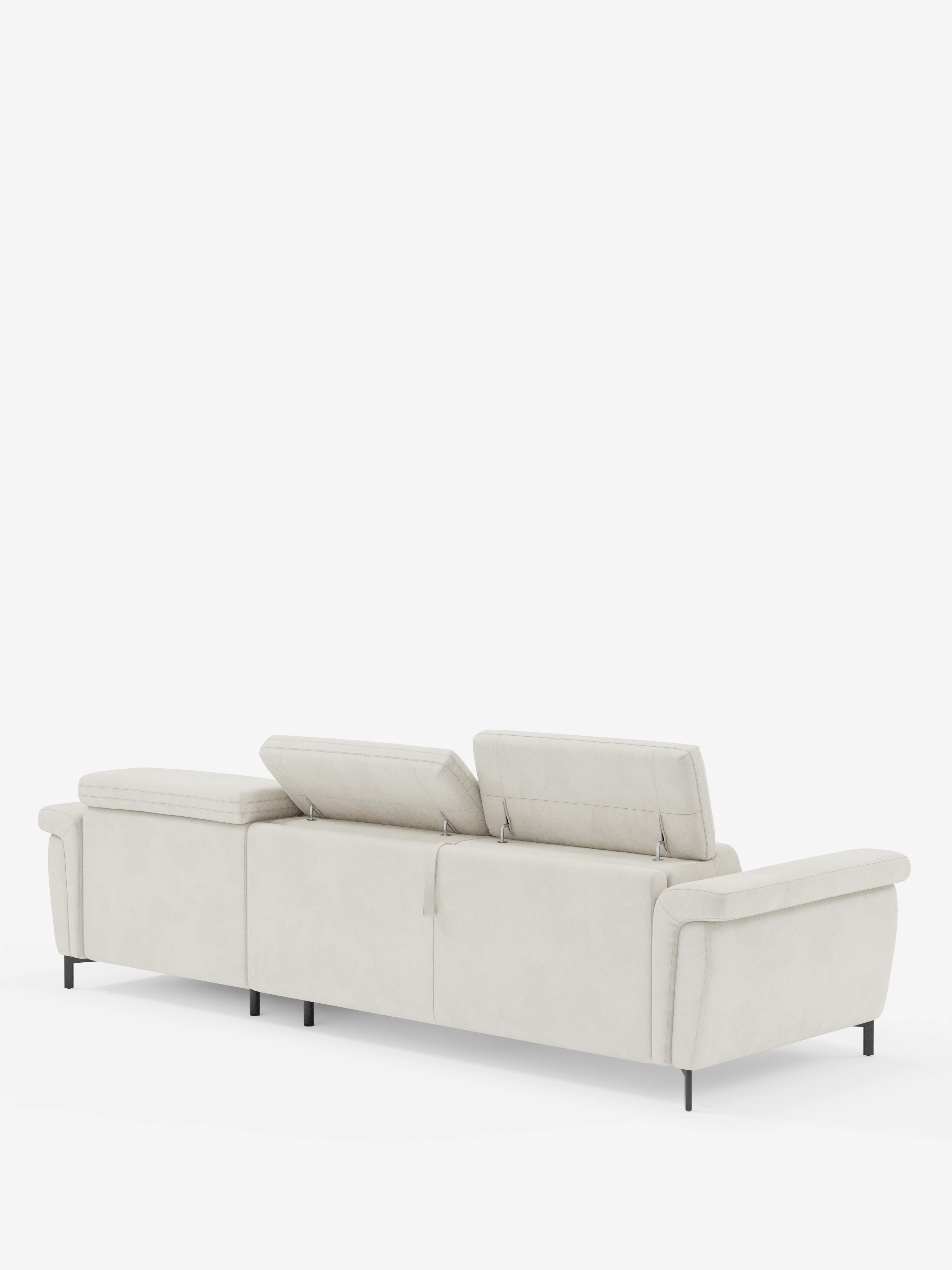Capri Divano letto angolare con penisola contenitore e poggiatesta reclinabili - elegante tessuto smacchiabile T30