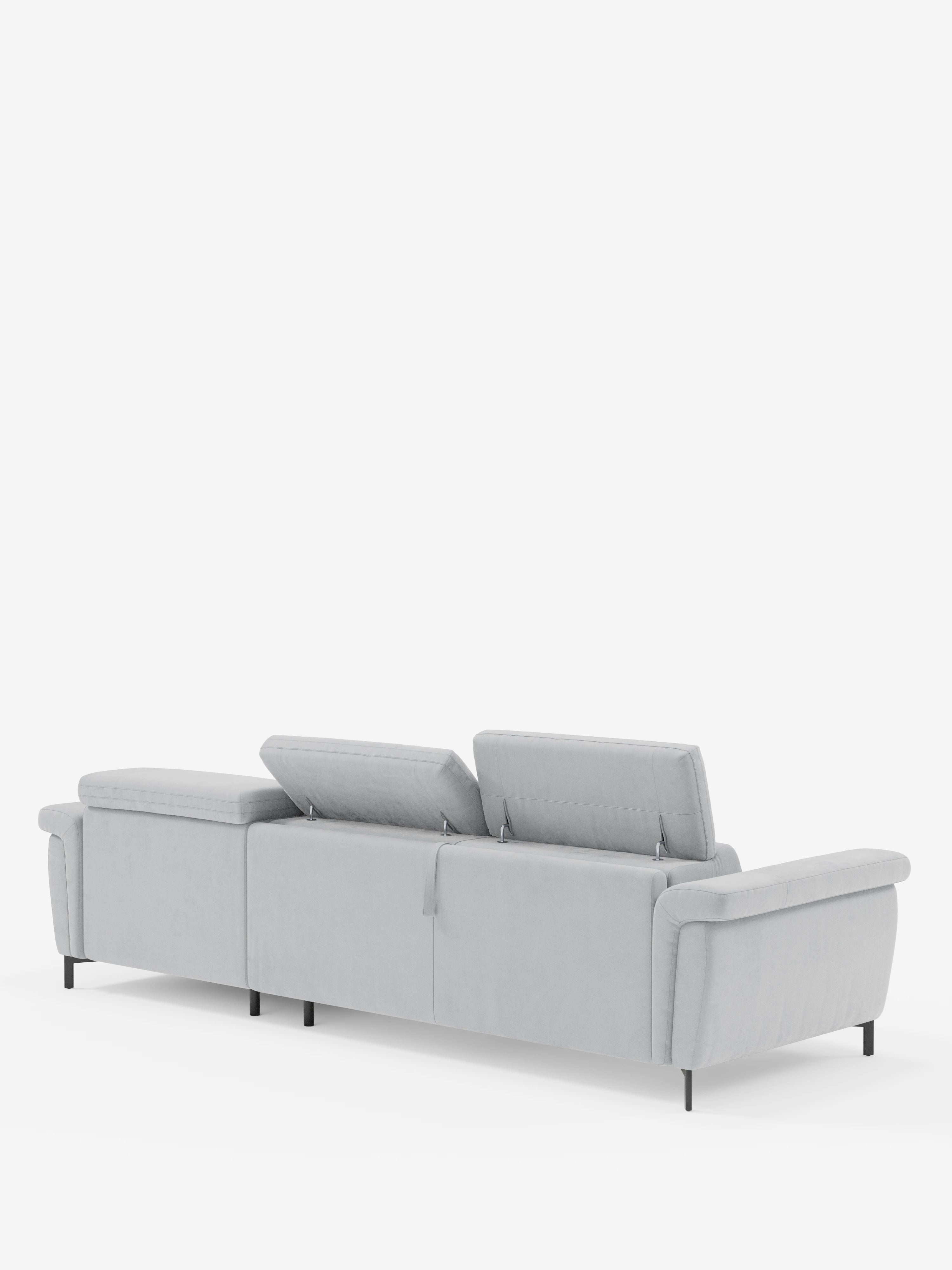 Capri Divano letto angolare con penisola contenitore e poggiatesta reclinabili - elegante tessuto smacchiabile T30