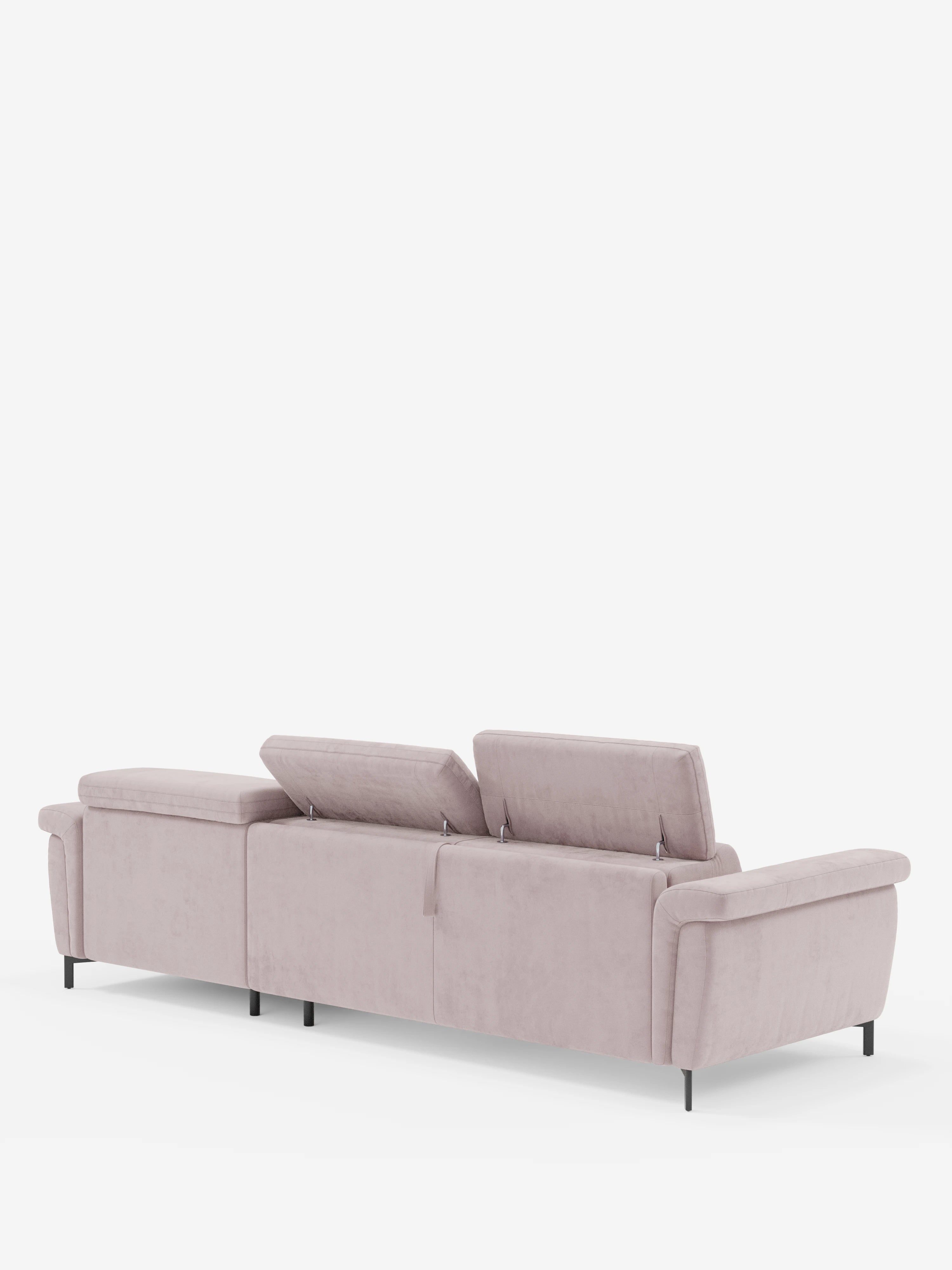 Capri Divano letto angolare con penisola contenitore e poggiatesta reclinabili - elegante tessuto smacchiabile T30