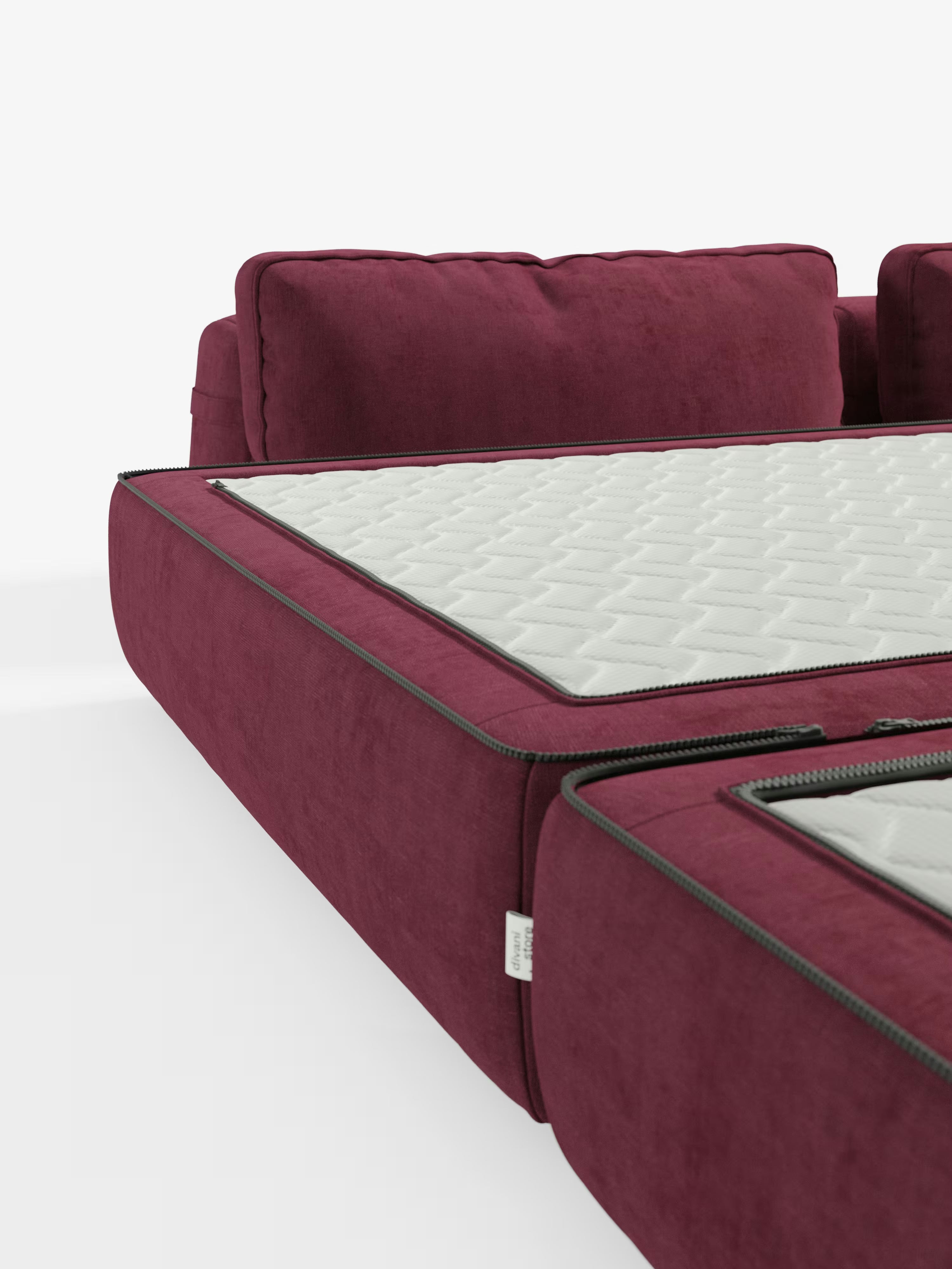 Rift divano letto matrimoniale 2 posti e 3 posti con schienali mobili - materasso alto 24 cm e memory foam in tessuto smacchiabile T31