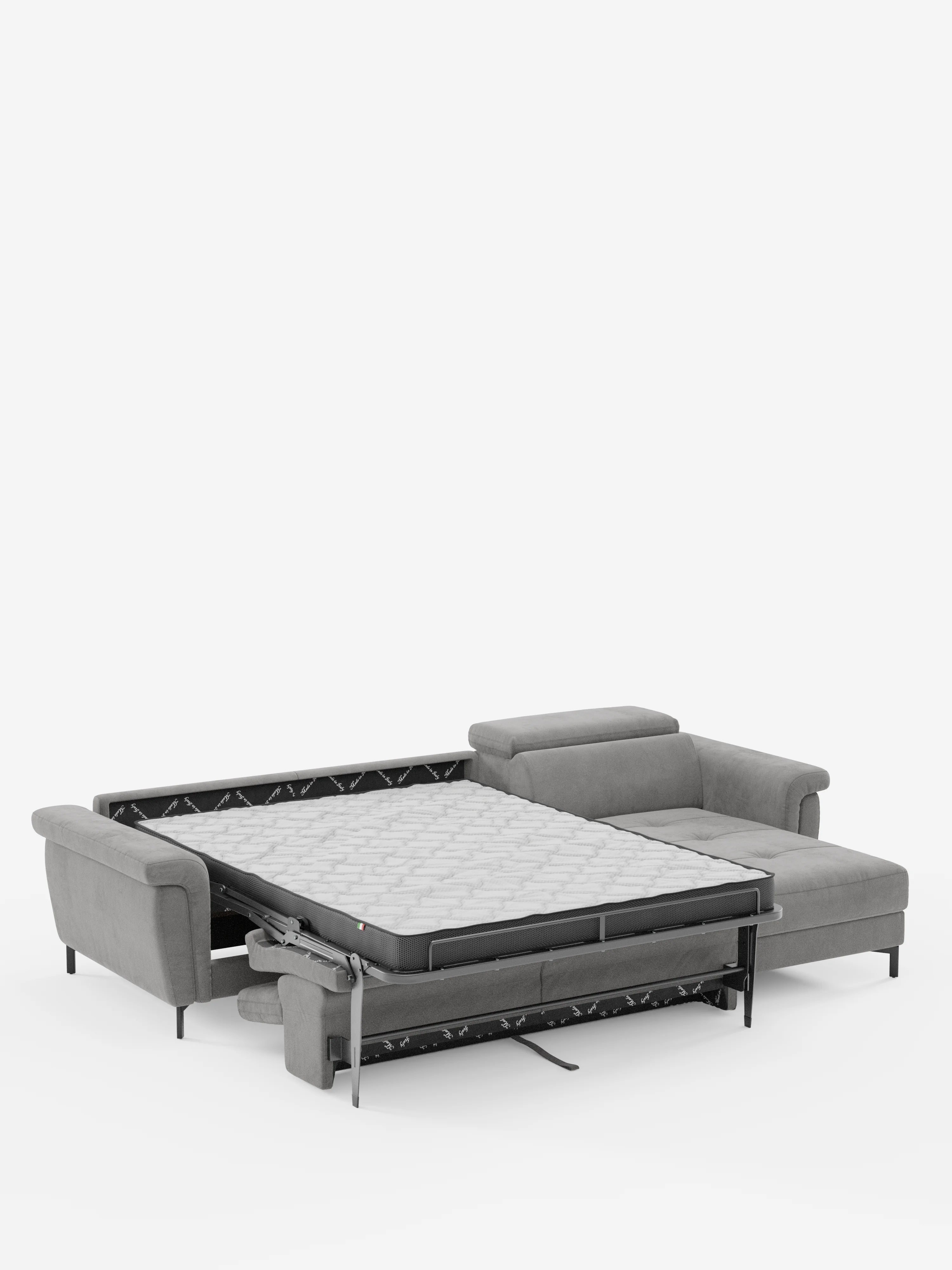 Capri Divano letto angolare con penisola contenitore e poggiatesta reclinabili - elegante tessuto smacchiabile T30