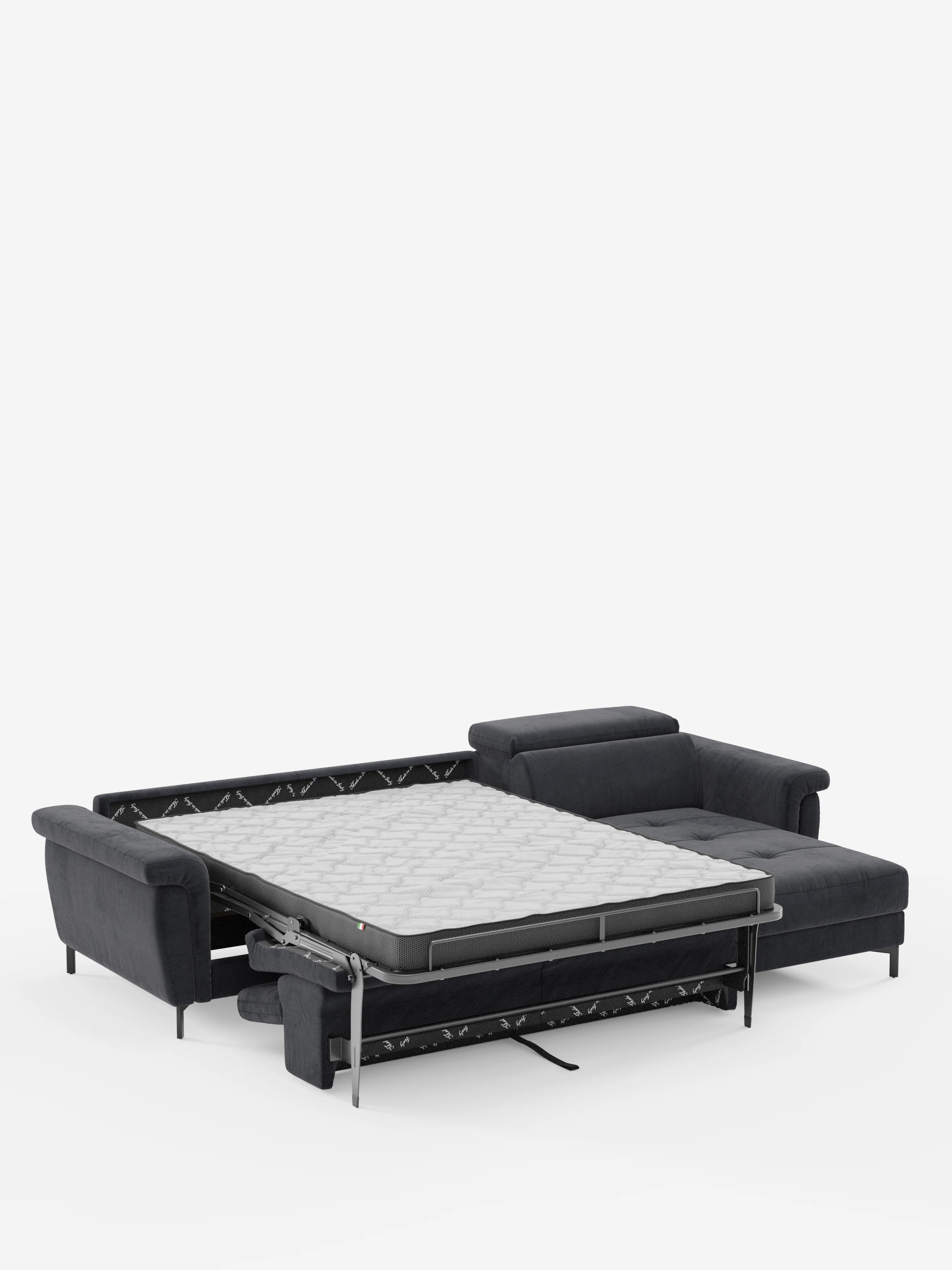 Capri Divano letto angolare con penisola contenitore e poggiatesta reclinabili - elegante tessuto smacchiabile T30