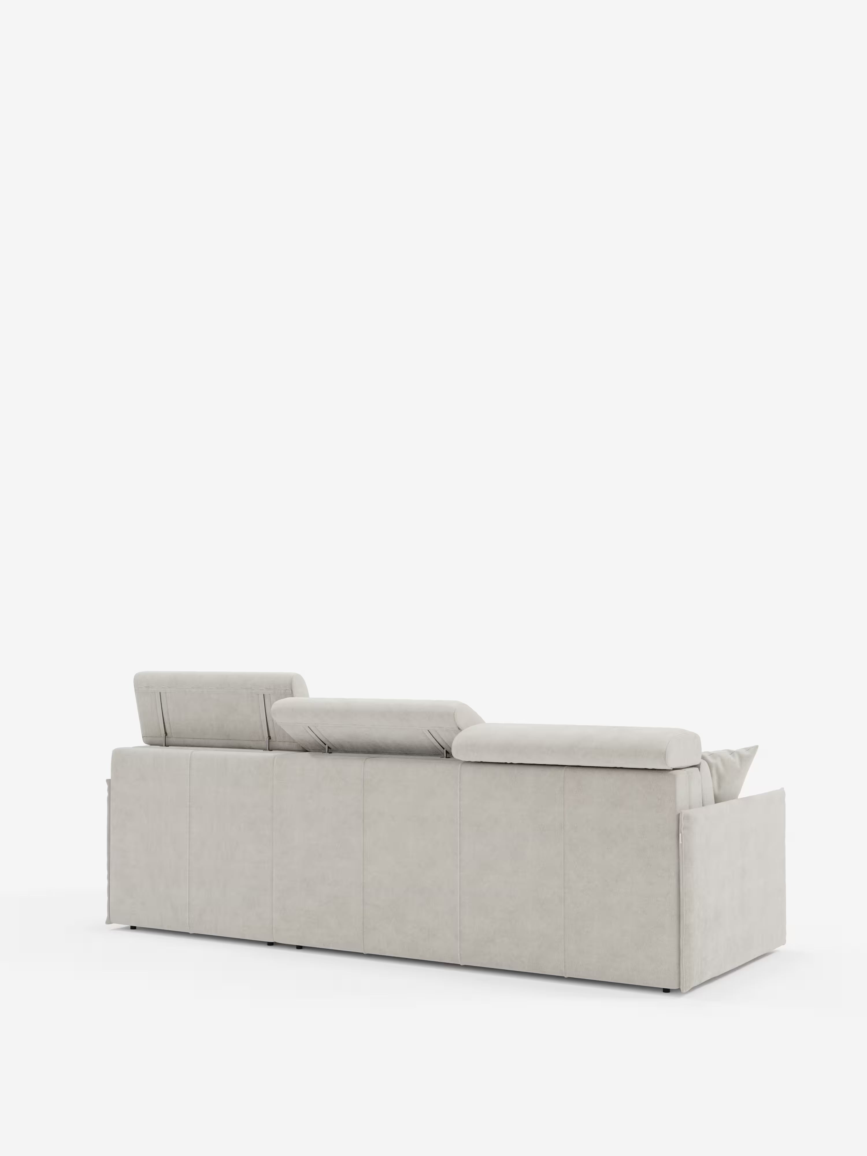 Miryam sofá cama esquinero compacto - reposacabezas reclinables y chaise longue con almacenaje en tejido antimanchas T31