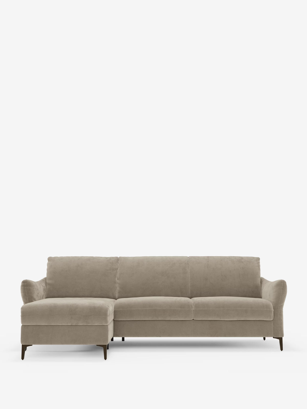 Dalia divano letto con penisola contenitore e materasso alto 18 cm - piedini alti e tessuto smacchiabile T30
