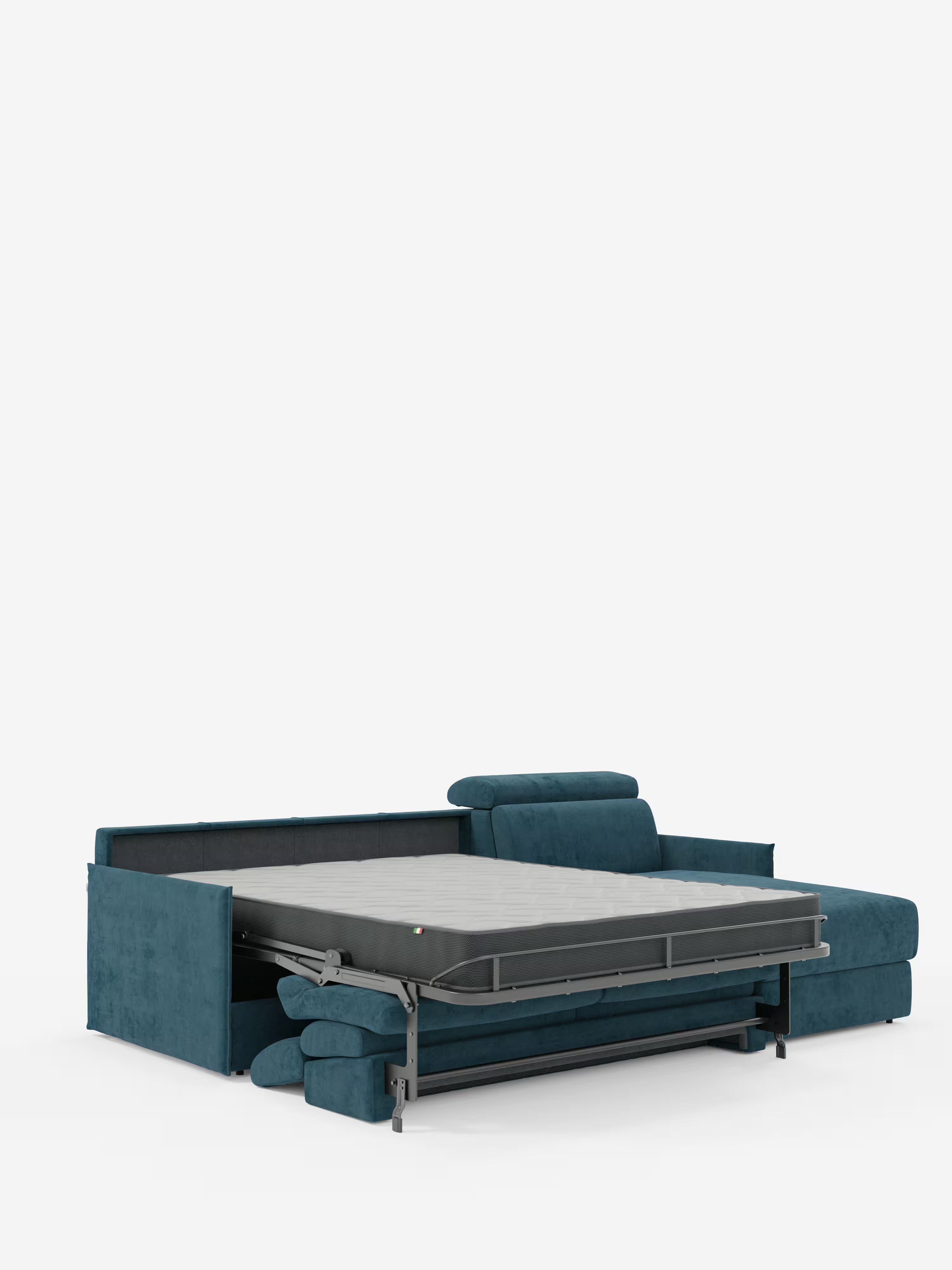Miryam sofá cama esquinero compacto - reposacabezas reclinables y chaise longue con almacenaje en tejido antimanchas T31