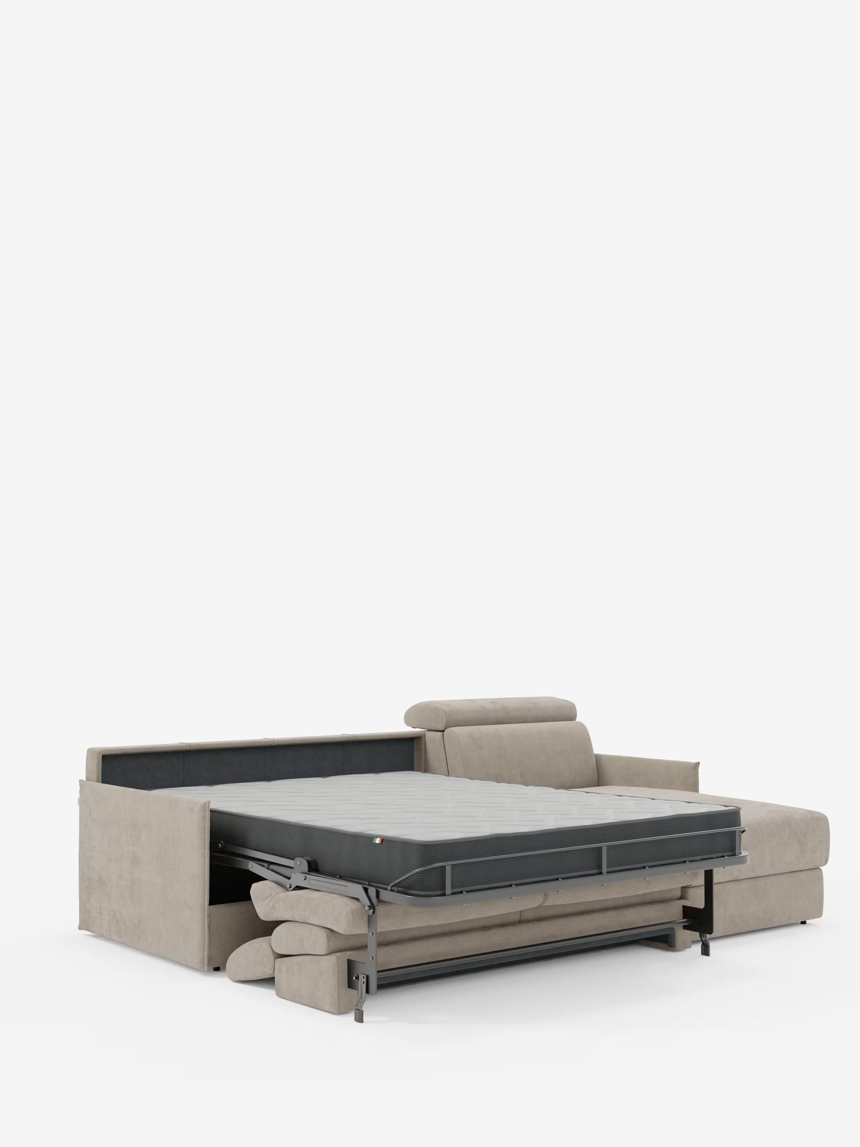 Miryam sofá cama esquinero compacto - reposacabezas reclinables y chaise longue con almacenaje en tejido antimanchas T31